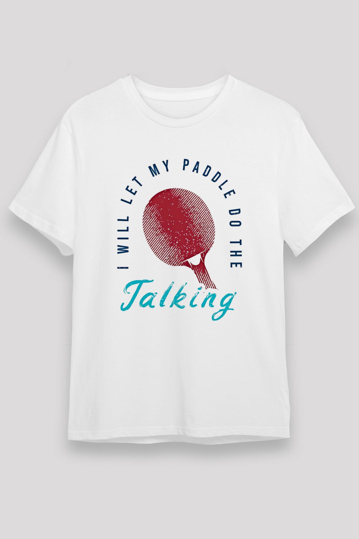 Masa Tenisi Baskılı Unisex Beyaz Tişört - Tshirt