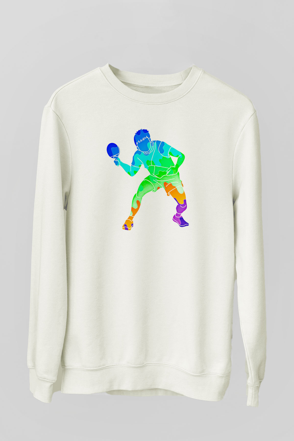 Masa Tenisi Baskılı Unisex Ekru Sweatshirt