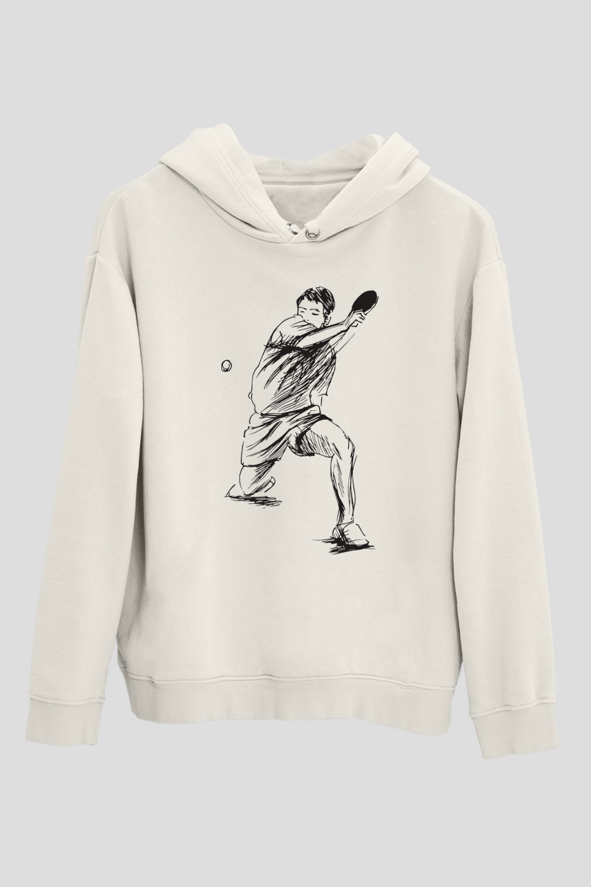 Masa tenisi Beyaz Unisex Kapüşonlu Sweatshirt