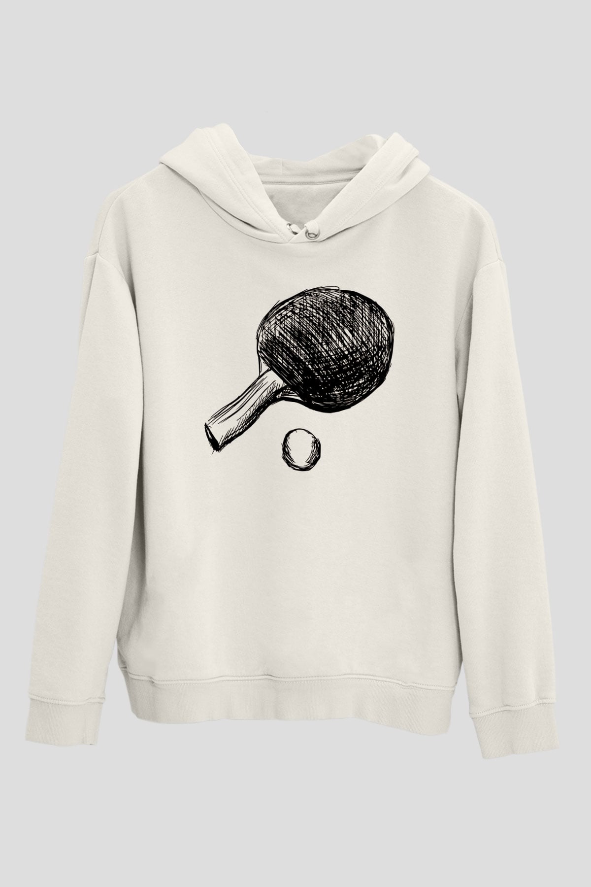 Masa tenisi Beyaz Unisex Kapüşonlu Sweatshirt