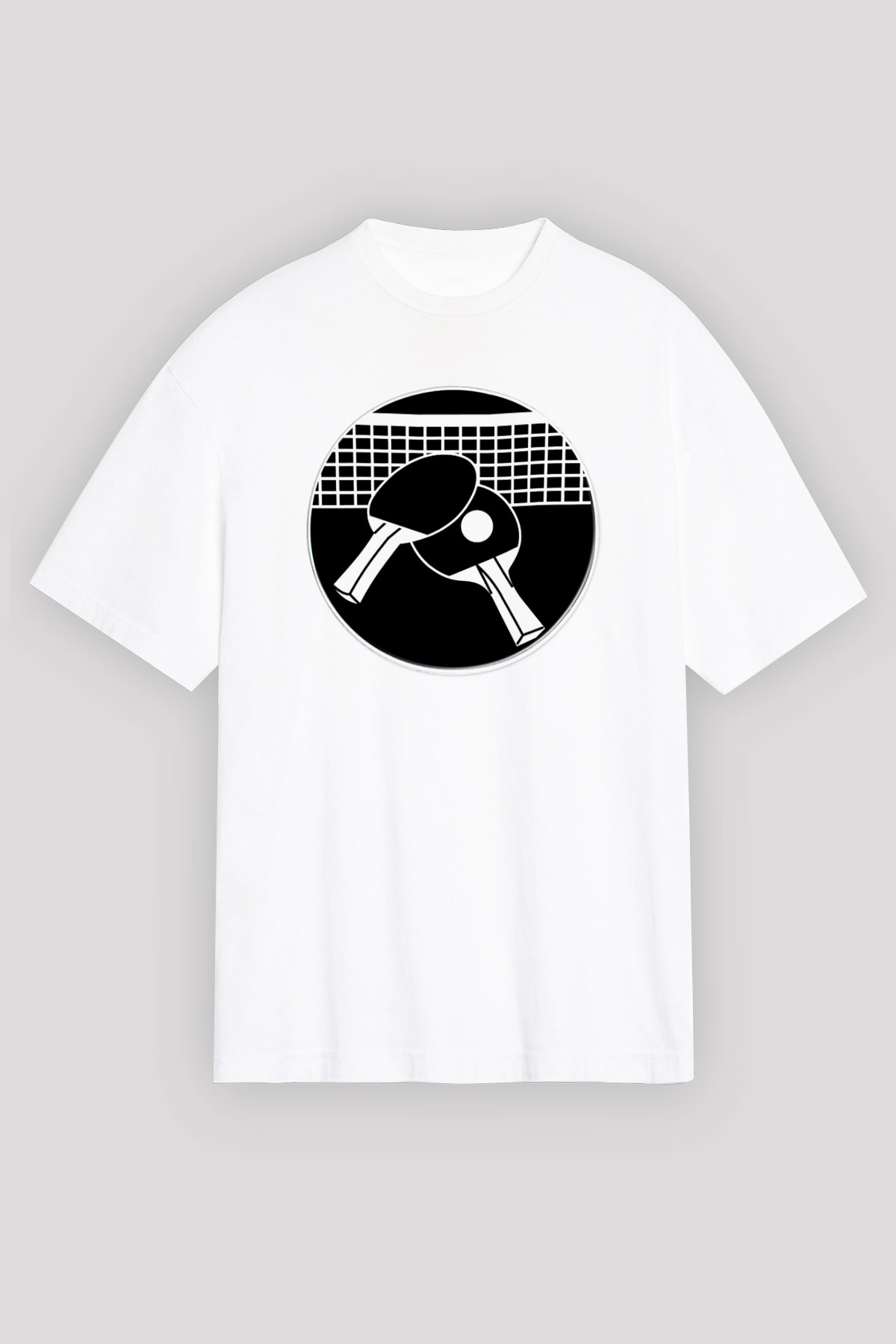 Masa tenisi Beyaz Unisex Oversize Tişört T-Shirt