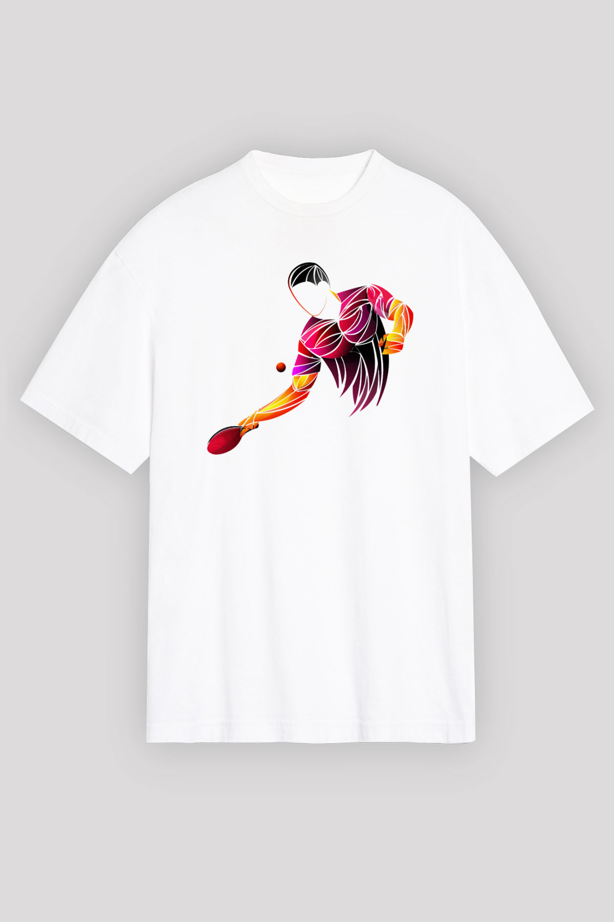 Masa tenisi Beyaz Unisex Oversize Tişört T-Shirt