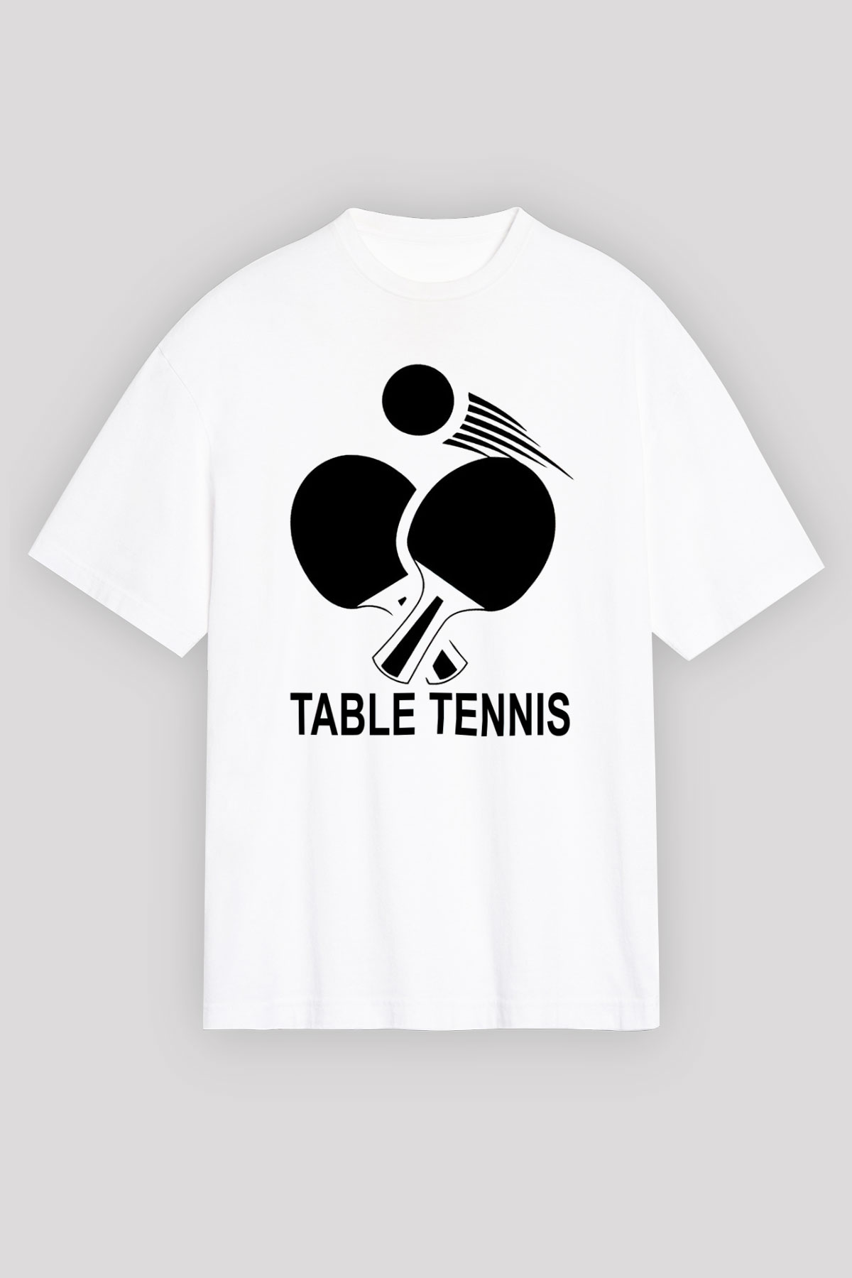 Masa tenisi Beyaz Unisex Oversize Tişört T-Shirt