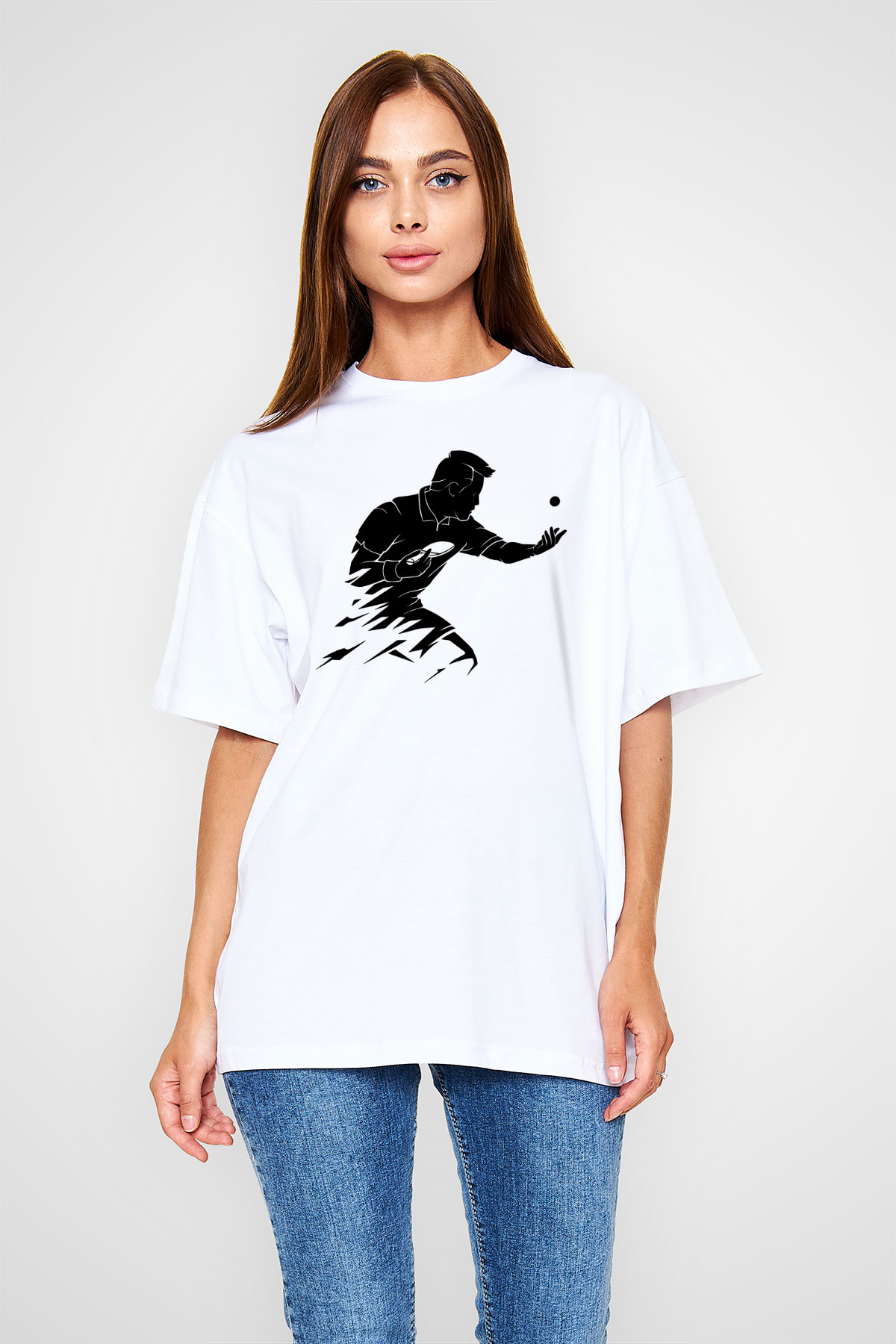 Masa tenisi Beyaz Oversize Tişört Oversize T-shirt - TişörtFabrikası