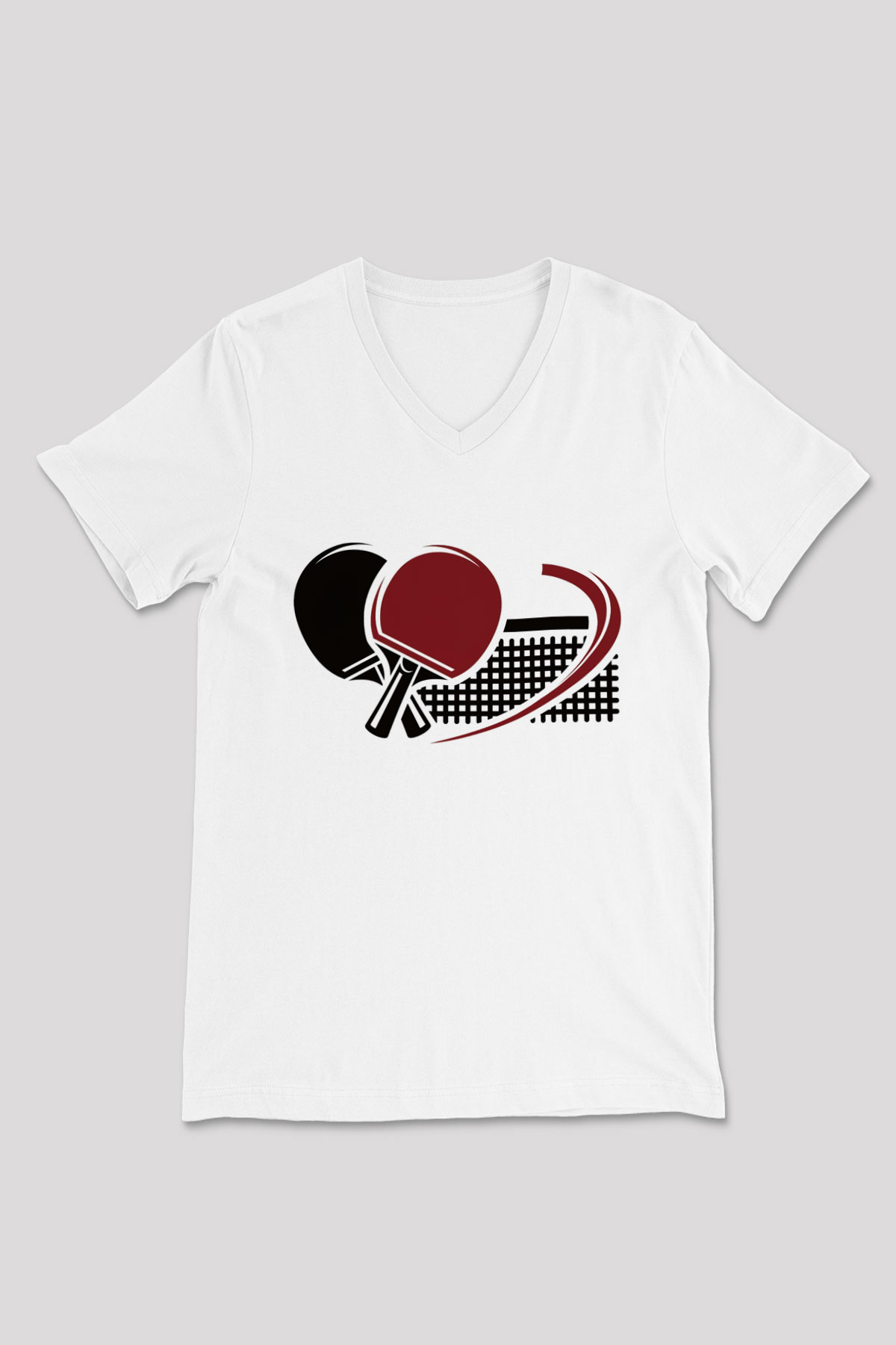 Masa tenisi Beyaz Unisex V Yaka Tişört T-Shirt