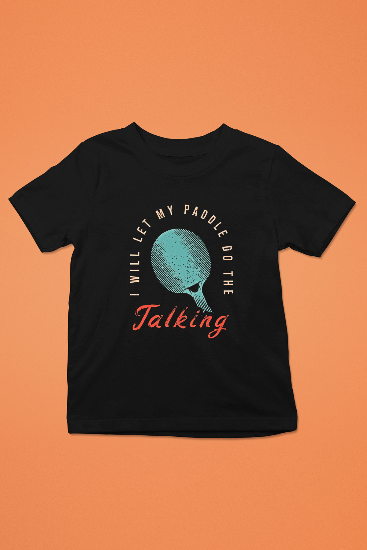 Masa Tenisi - Ping Pong Baskılı Unisex Siyah Çocuk Tİşörtü - Tshirt