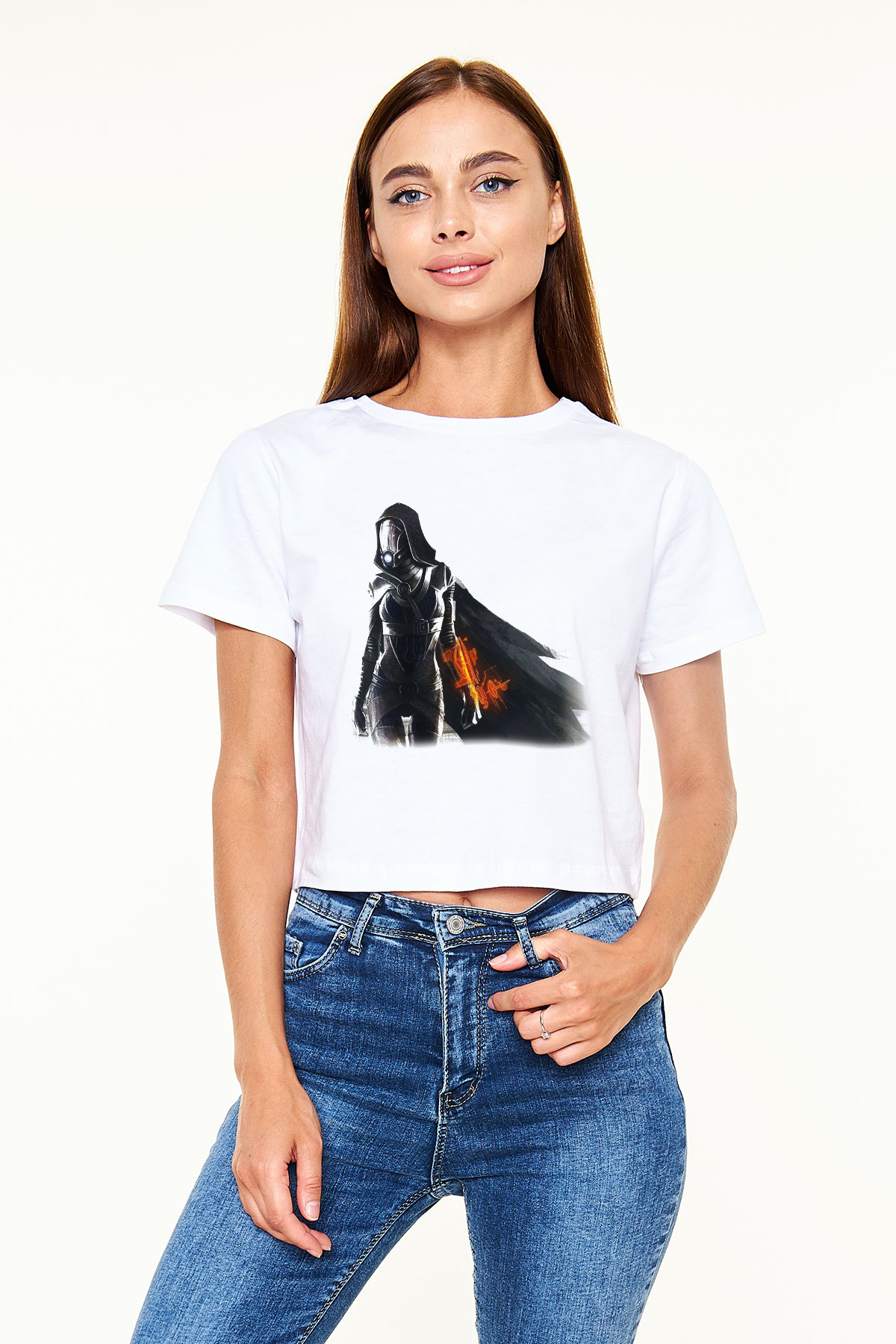 Mass Effect Beyaz Croptop Tişört