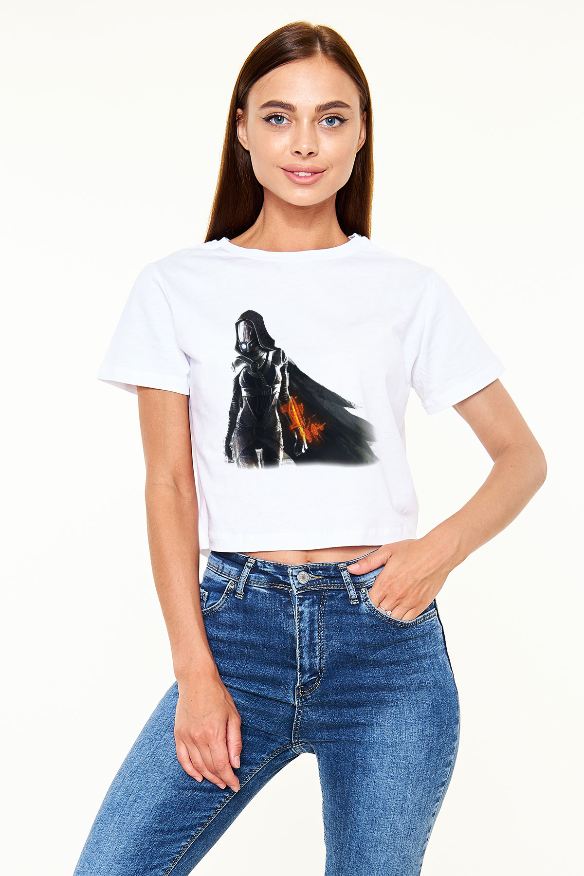 Mass Effect Beyaz Croptop Tişört