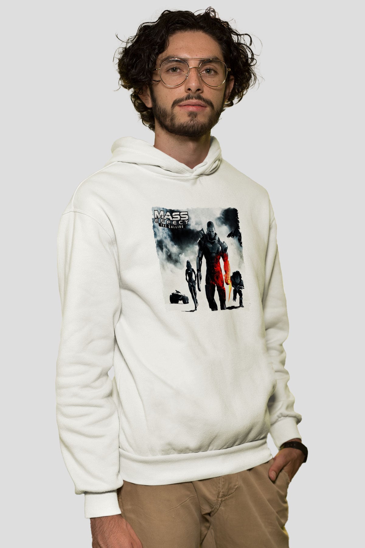Mass Effect Beyaz Unisex Hoodie