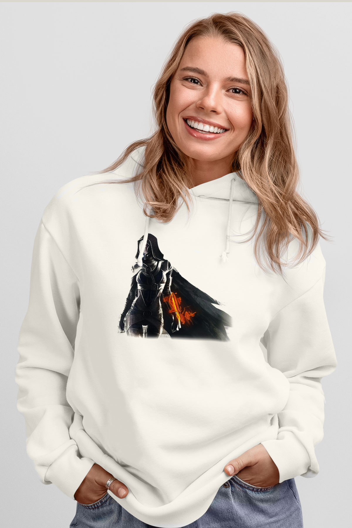 Mass Effect Beyaz Unisex Kapşonlu Sweatshirt