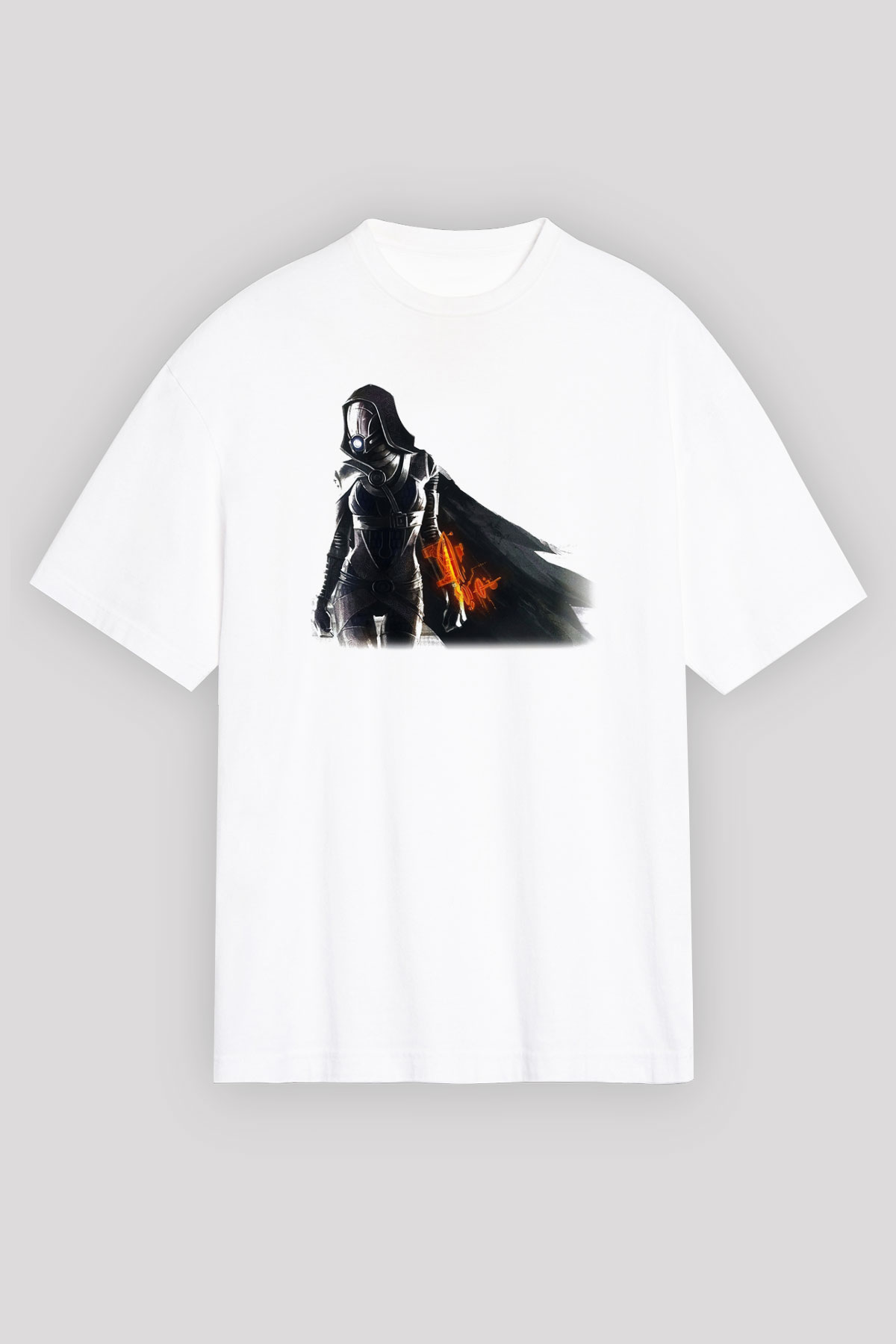 Mass Effect Beyaz Unisex Oversize Tişört T-Shirt