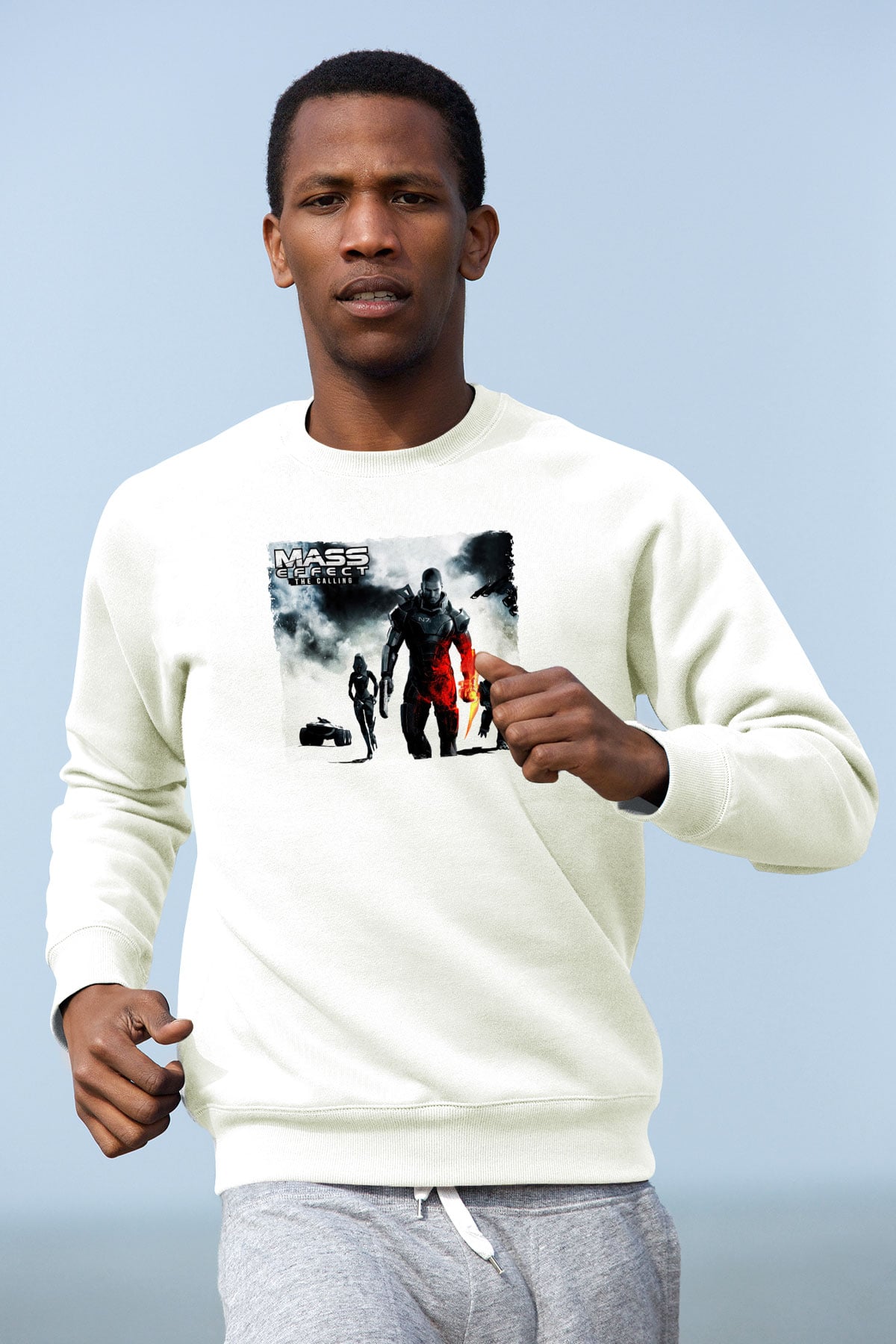 Mass Effect Beyaz Unisex Sweatshirt