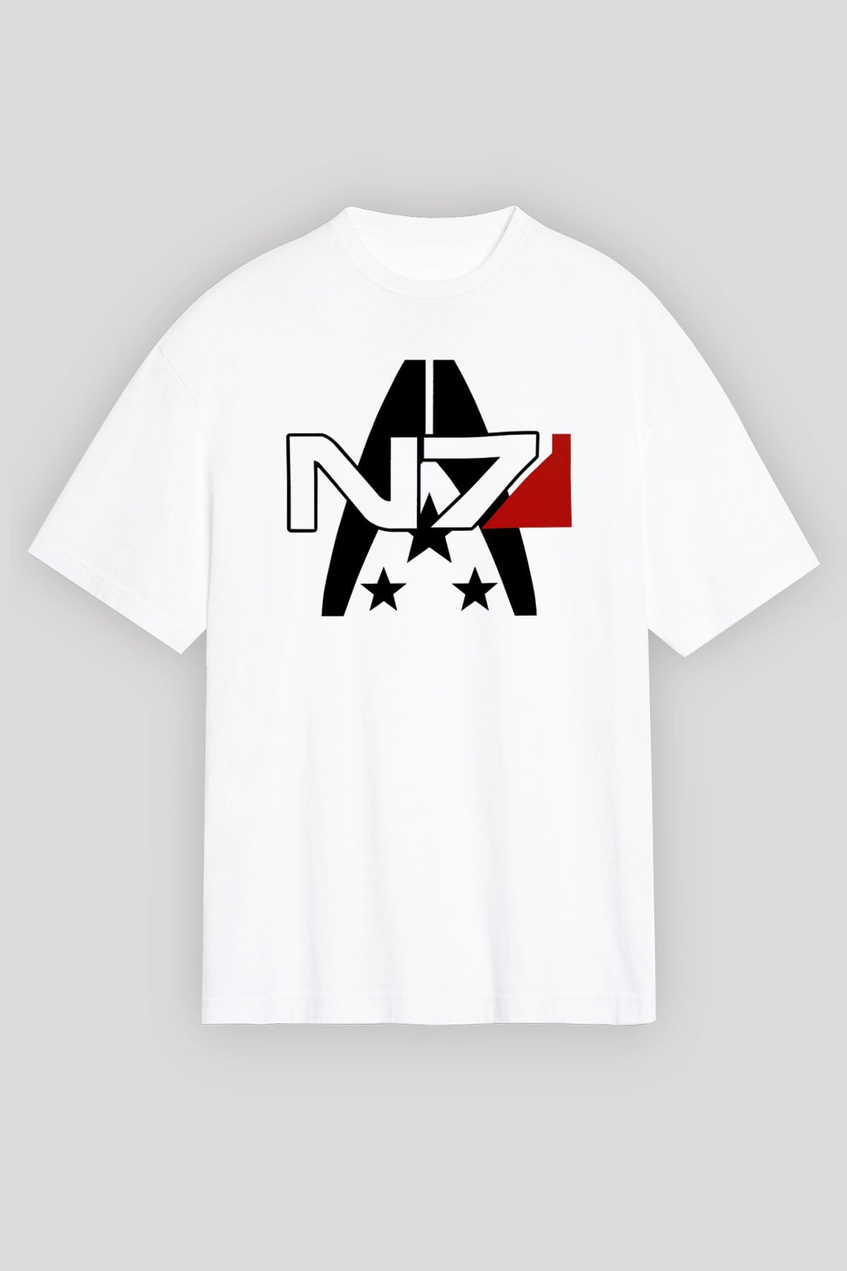 Mass Effect Beyaz Oversize Tişört Oversize T-shirt