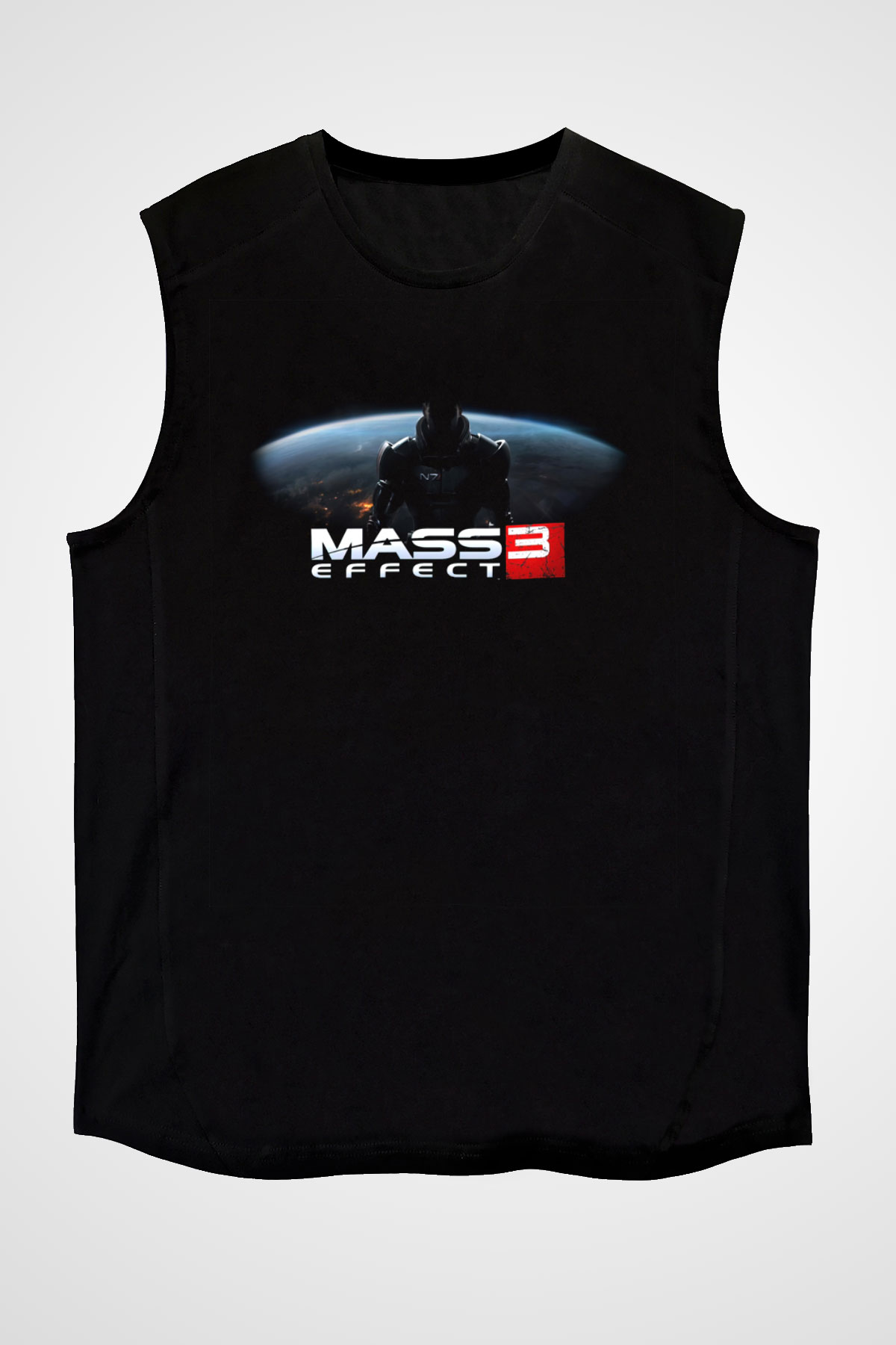 Mass Effect Siyah Unisex Kolsuz Tişört