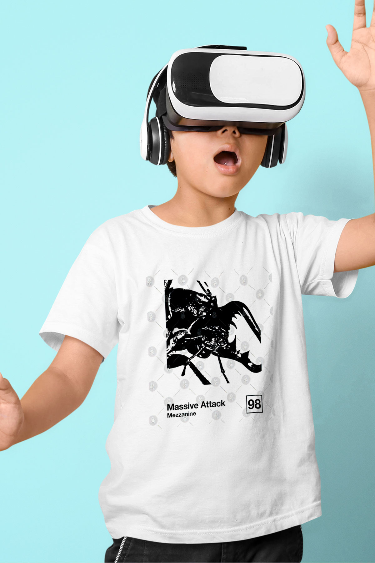 Massive Attack Baskılı Beyaz Unisex Beyaz Çocuk Tişört - Tshirt