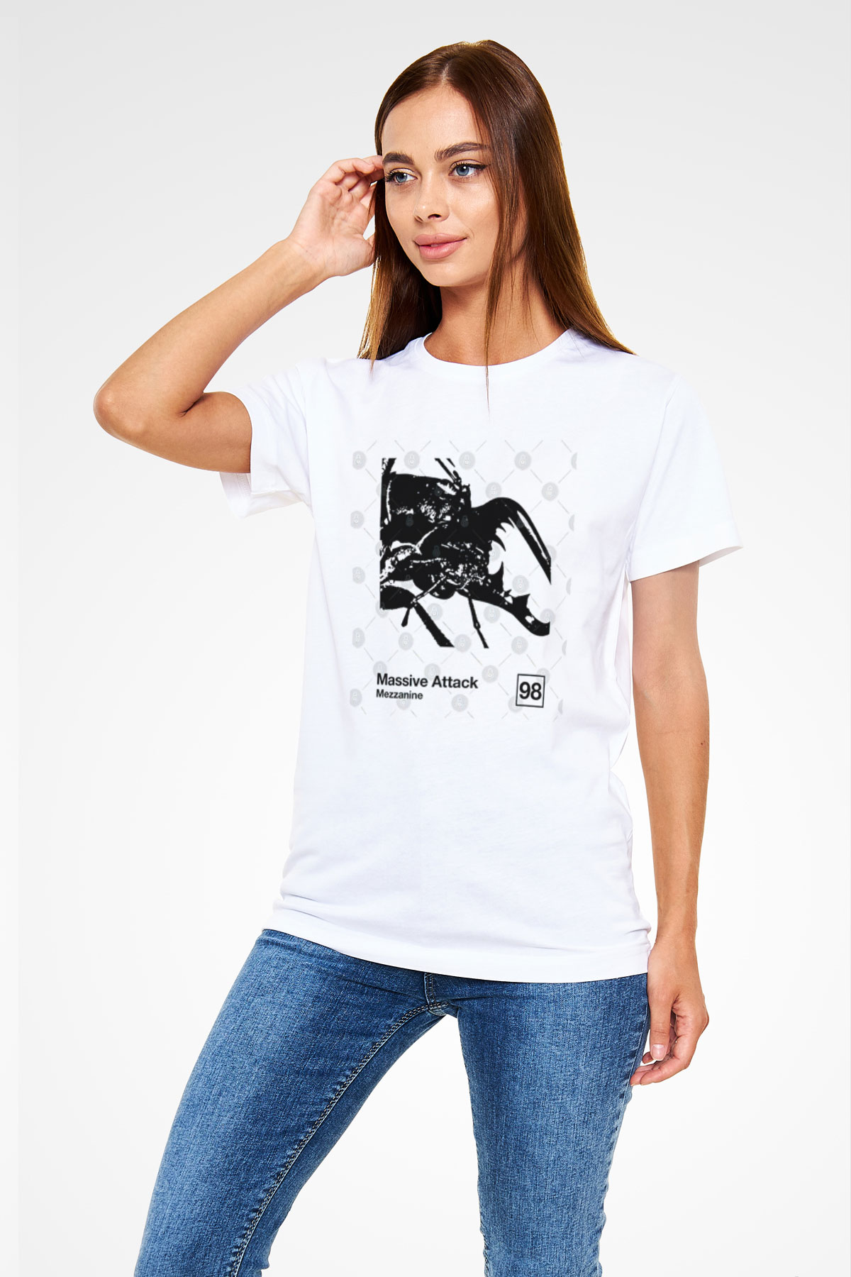 Massive Attack Baskılı Unisex Beyaz Tişört - Tshirt