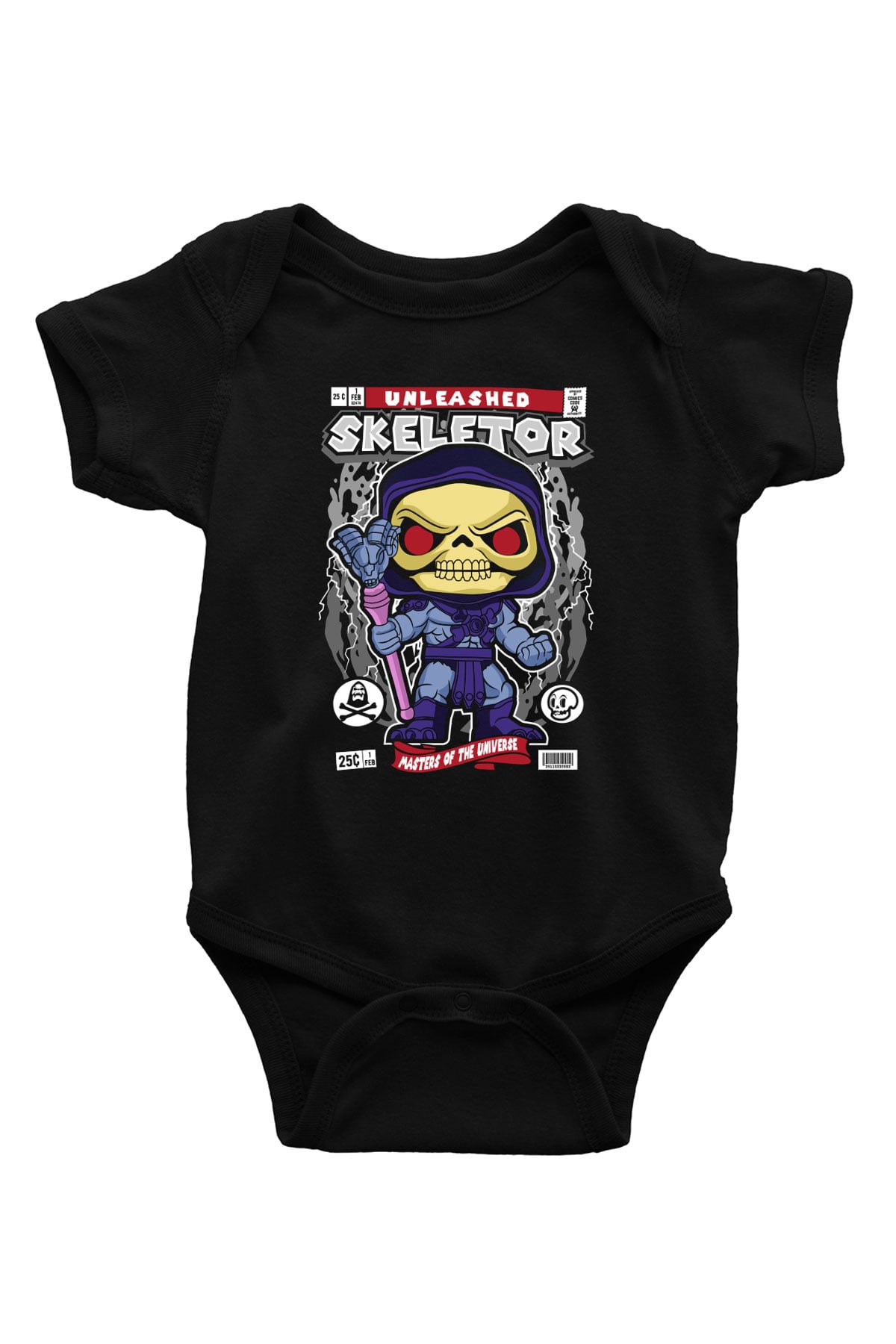 Master Of Universe Baskılı Unisex Siyah Bebek Body - Zıbın