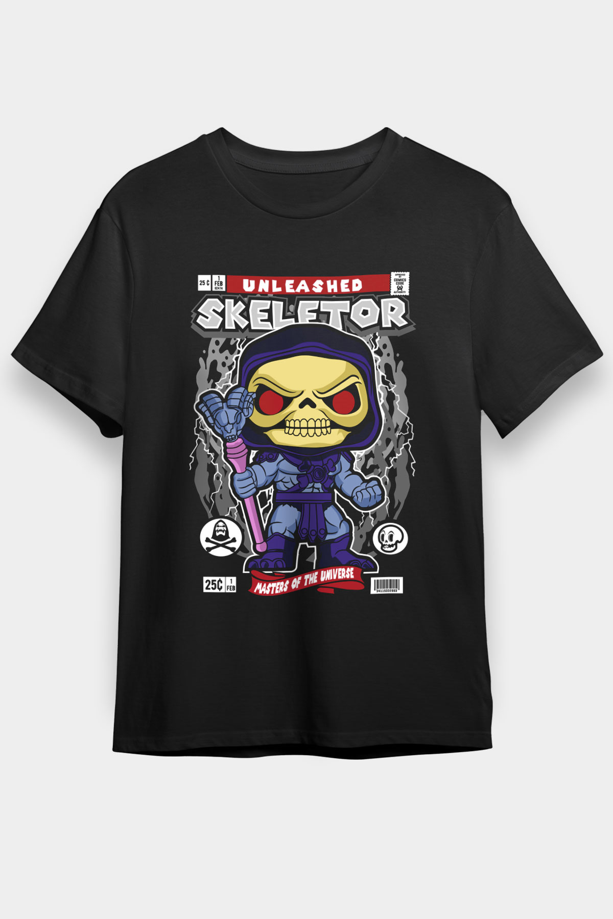 Master Of Universe Baskılı Unisex Siyah Tişört