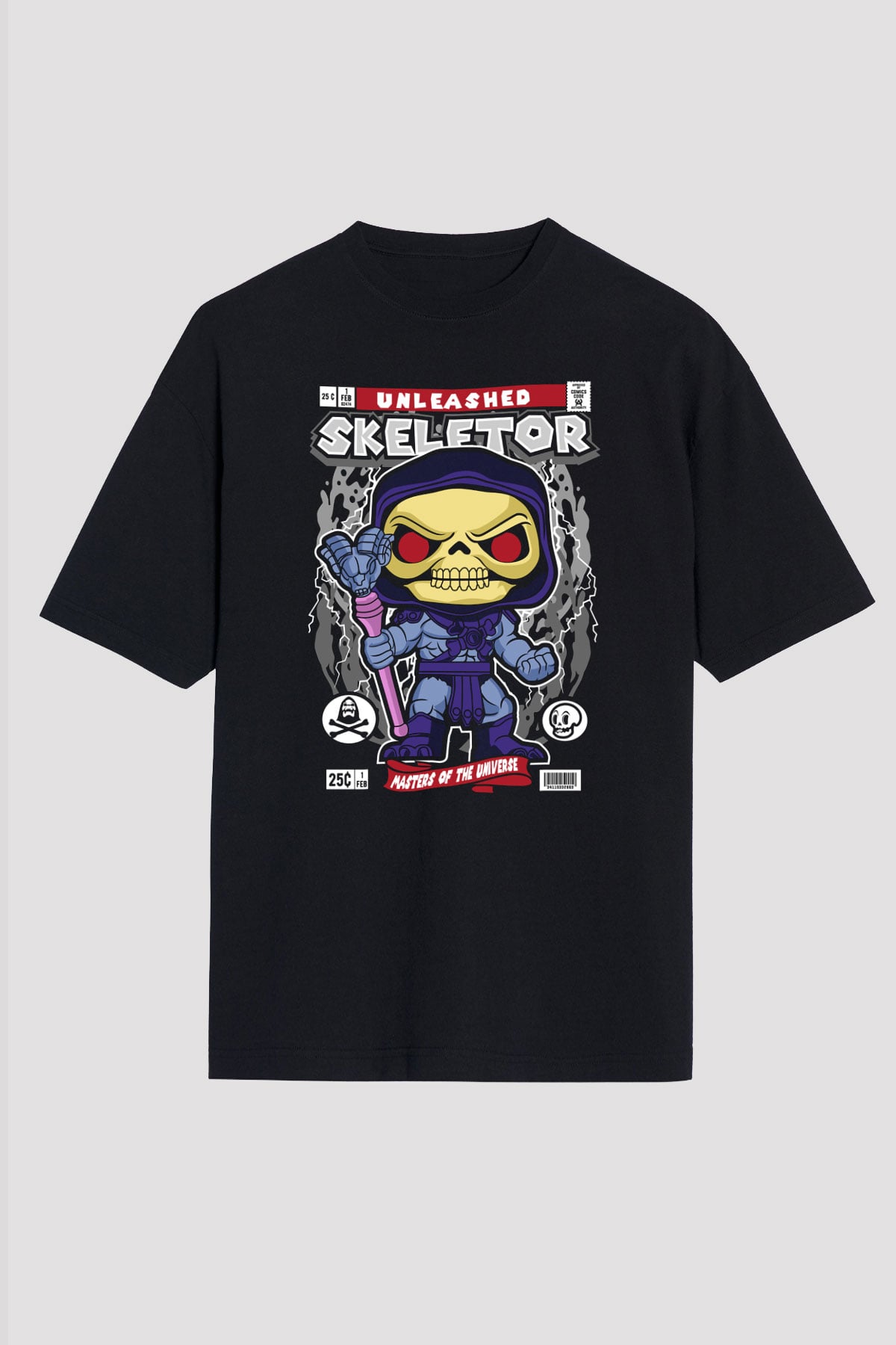 Master Of Universe Baskılı Unisex Siyah Oversize Tişört