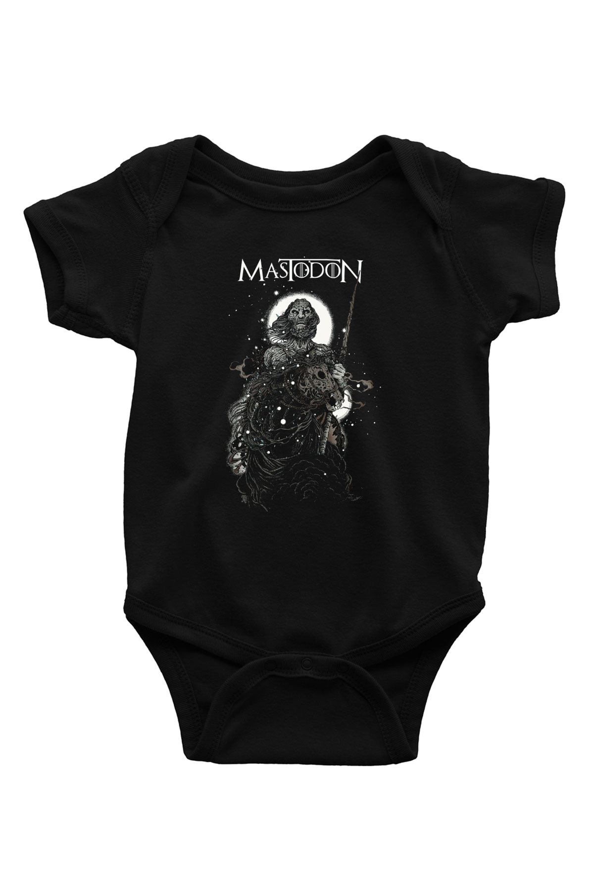 Mastodon Baskılı Siyah Bebek Body - Zıbın