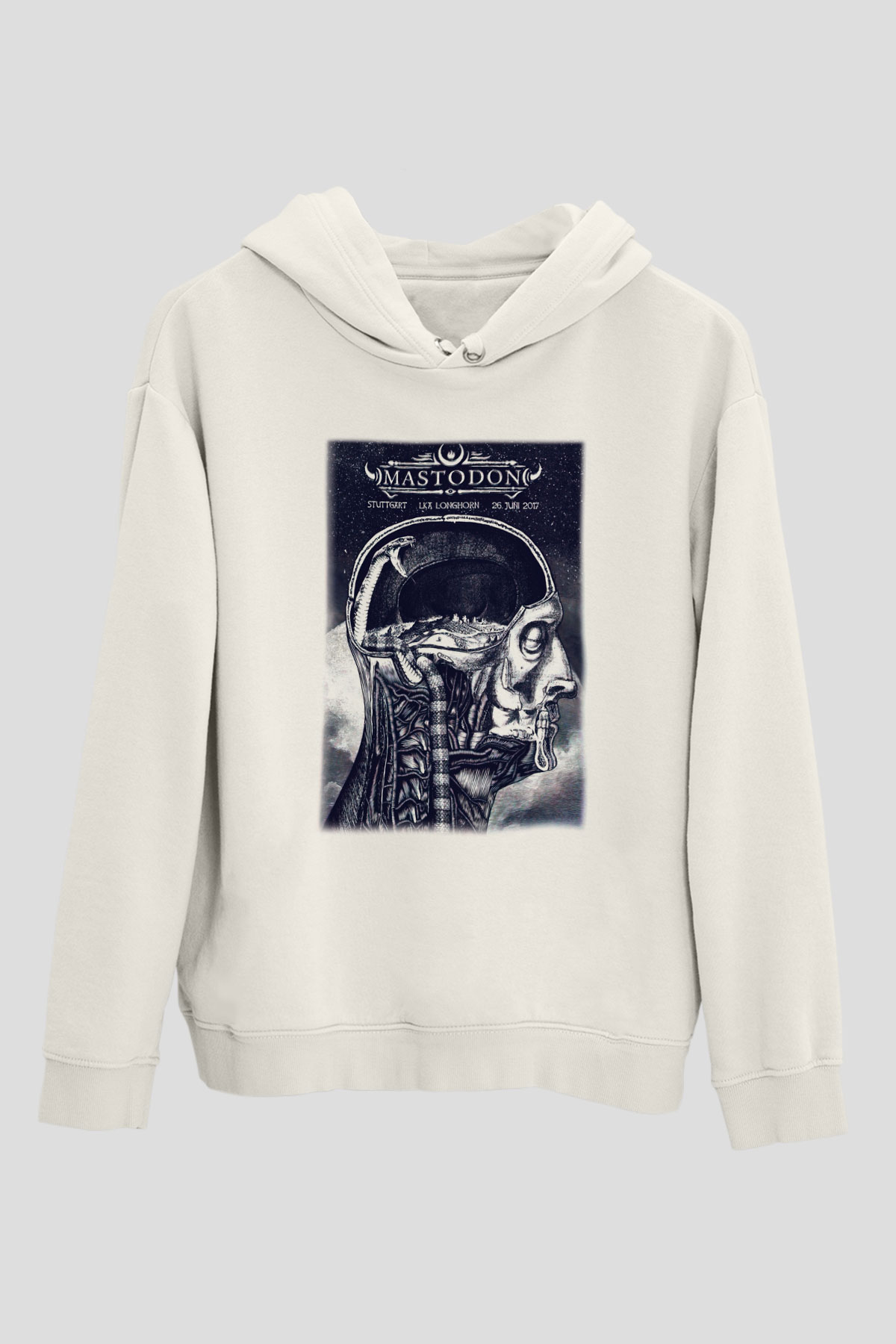 Mastodon Beyaz Unisex Kapşonlu Sweatshirt