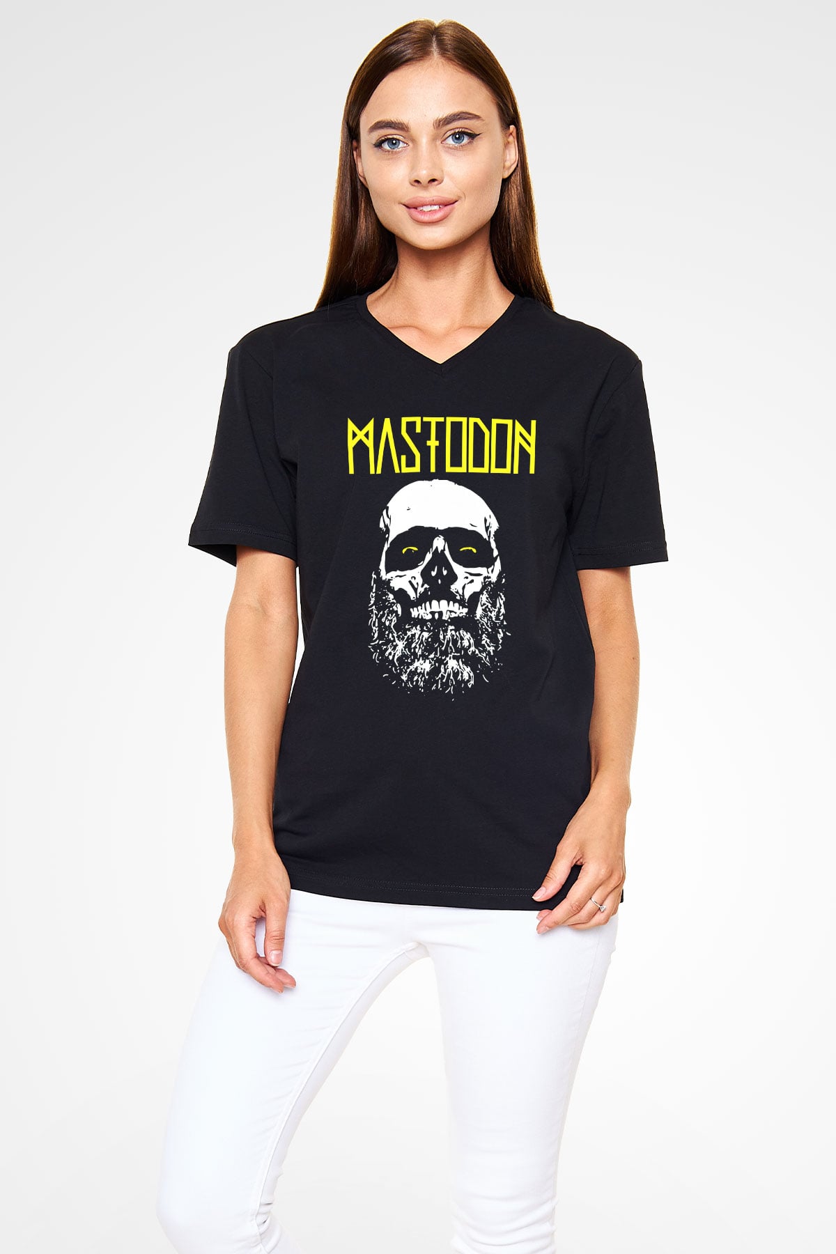 Mastodon Siyah Unisex V Yaka Tişört