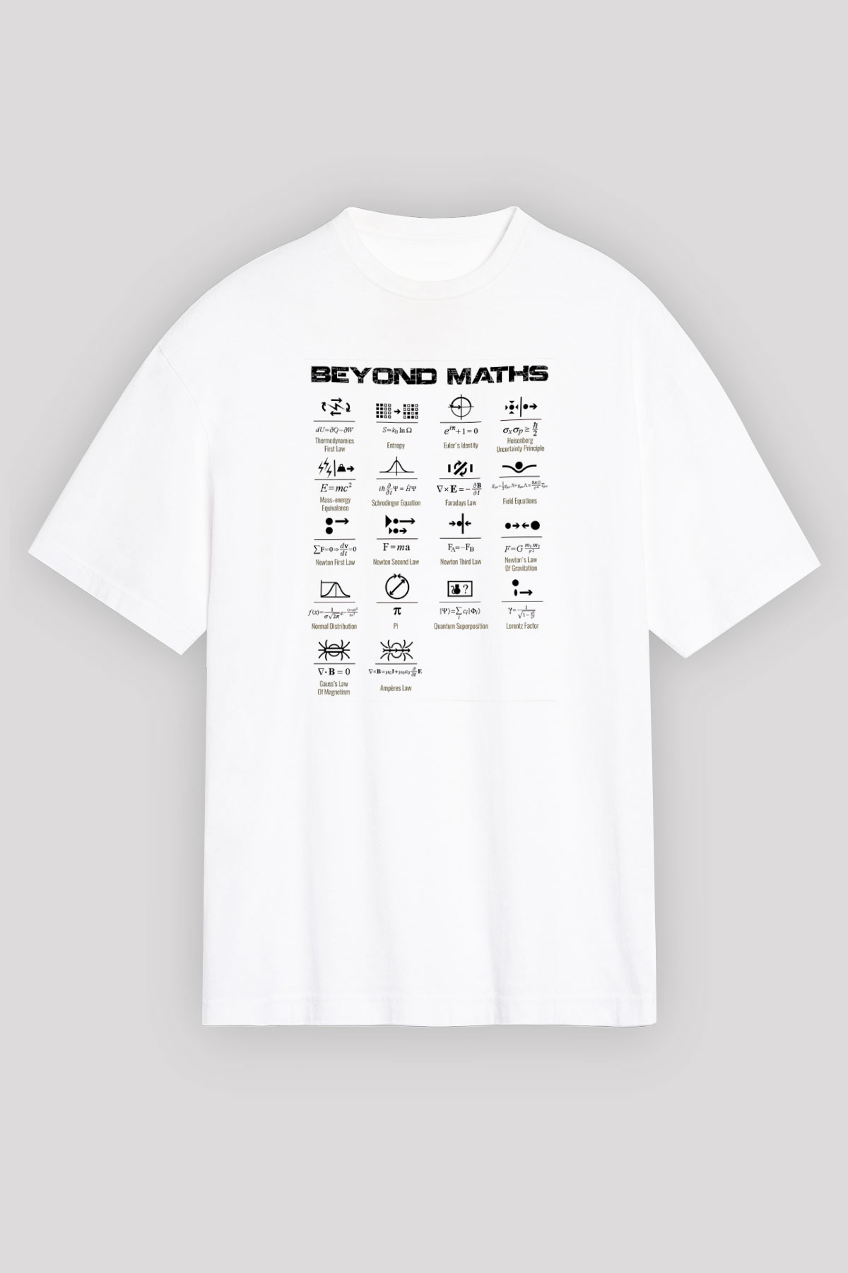 Matematiğin Ötesinde Baskılı Unisex Oversize Beyaz Tişört - Tshirt