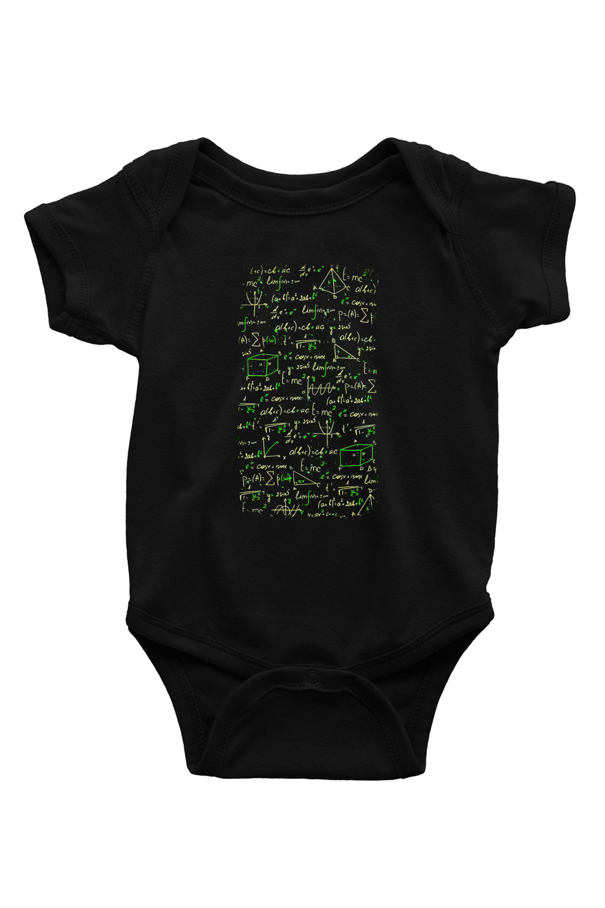 Matematik Fizik Formülleri  Baskılı Unisex Siyah Bebek Body - Zıbın