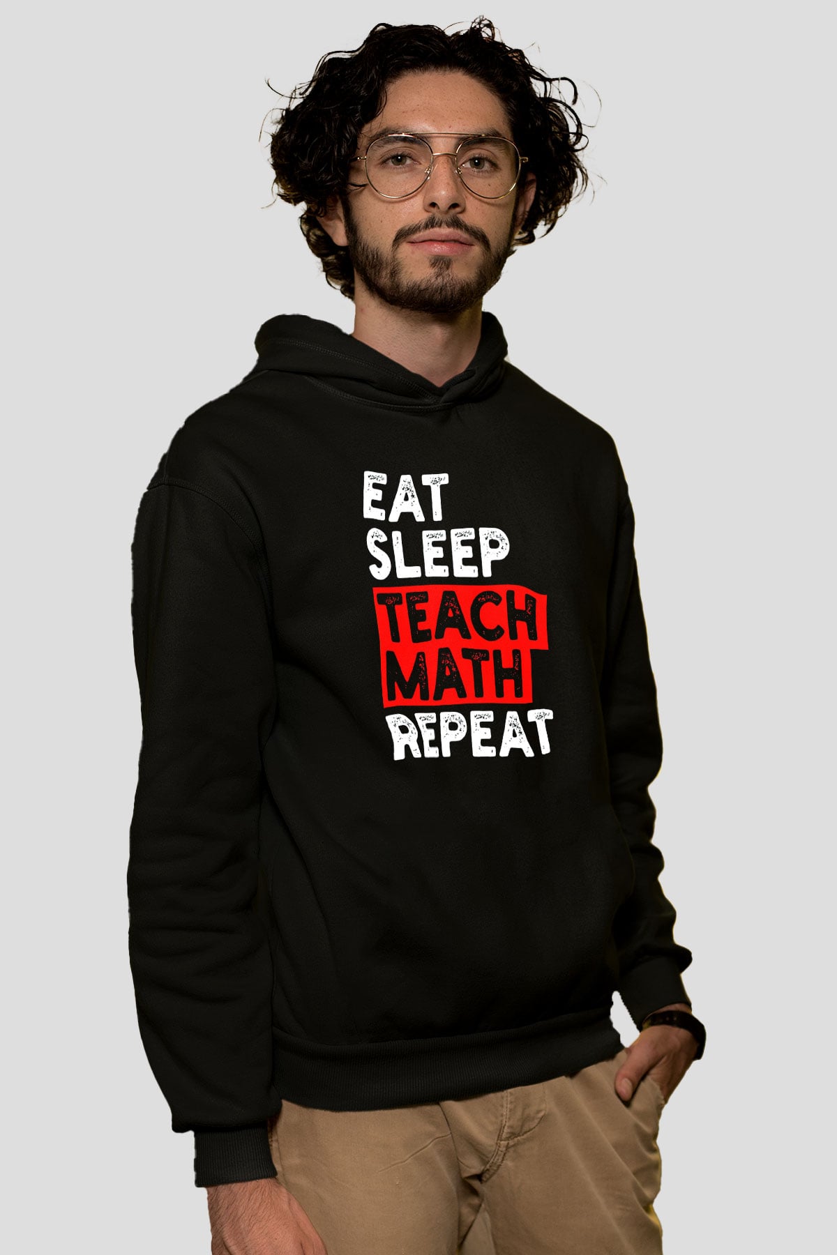 Matematik Öğretmeni Baskılı Unisex Siyah Kapüşonlu Sweatshirt