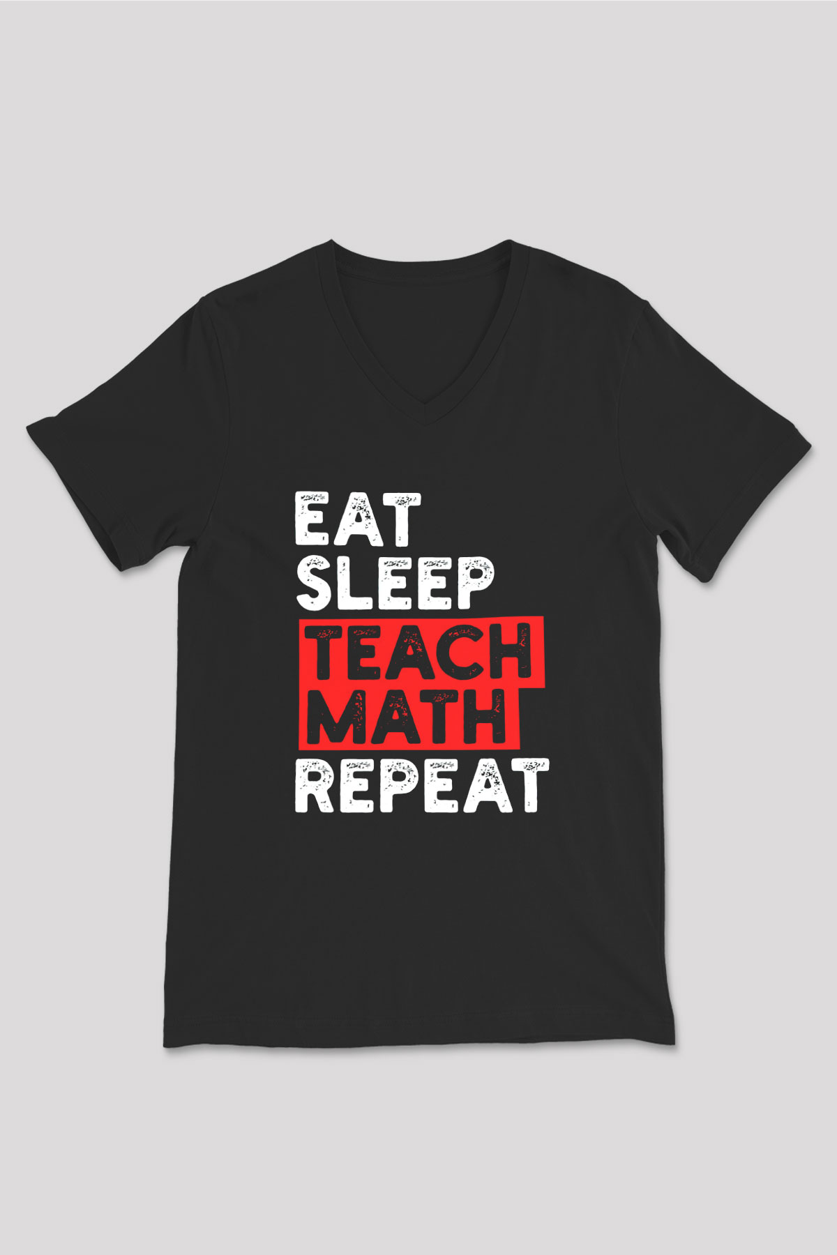 Matematik Öğretmeni Baskılı Unisex V Yaka Siyah Tİşört - Tshirt