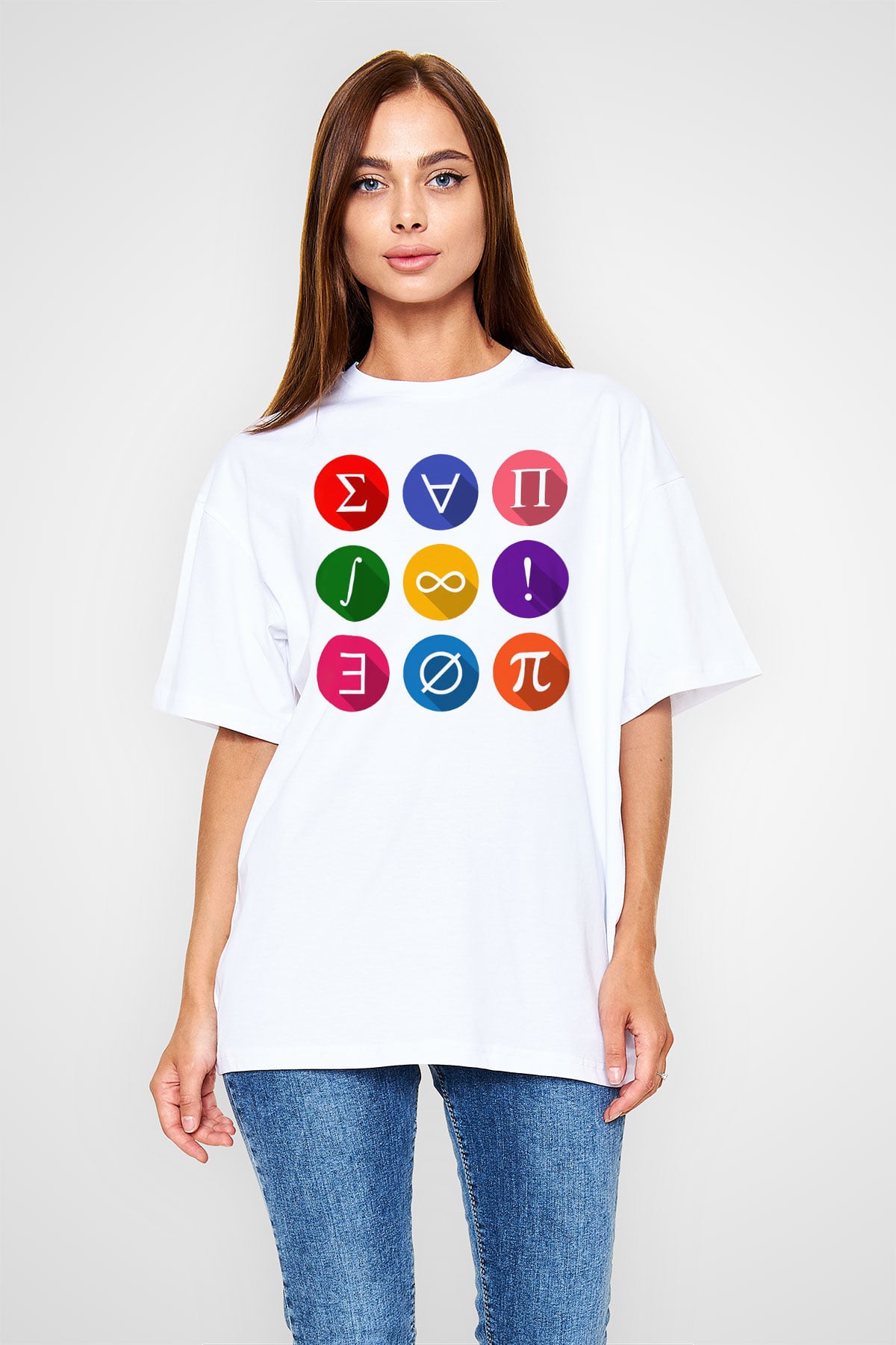 Matematikçi Beyaz Unisex Oversize Tişört T-Shirt