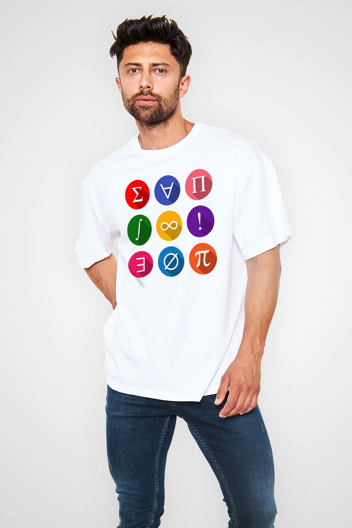 Matematikçi Beyaz Unisex Oversize Tişört T-Shirt