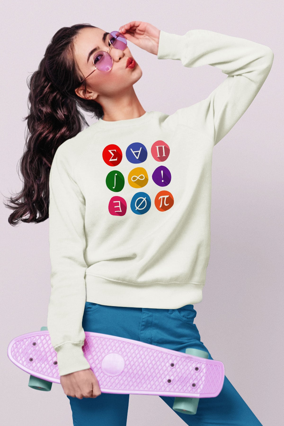 Matematikçi Beyaz Unisex Sweatshirt