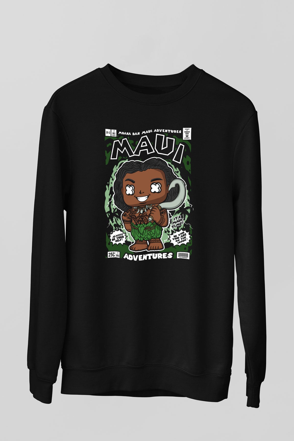 MAUI Baskılı Unisex Siyah Sweatshirt