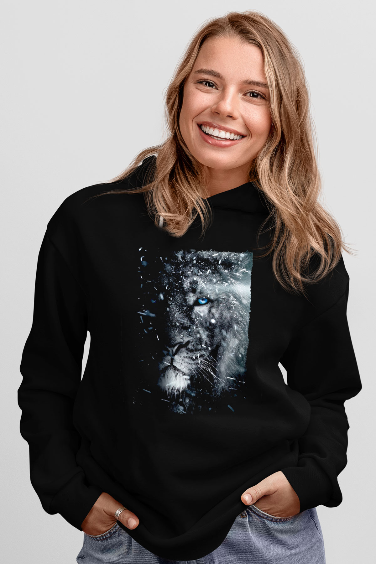 Mavi Gözlü AslanSiyah  Unisex Hoodie