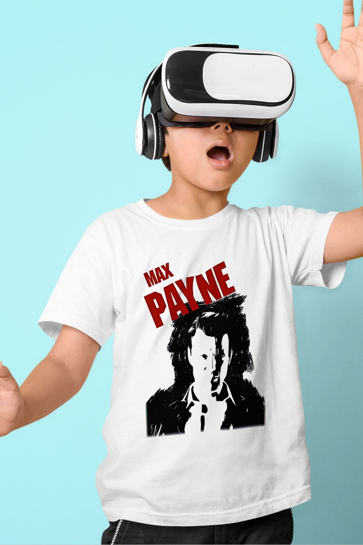 Max Payne Baskılı Beyaz Unisex Beyaz Çocuk Tişört - Tshirt