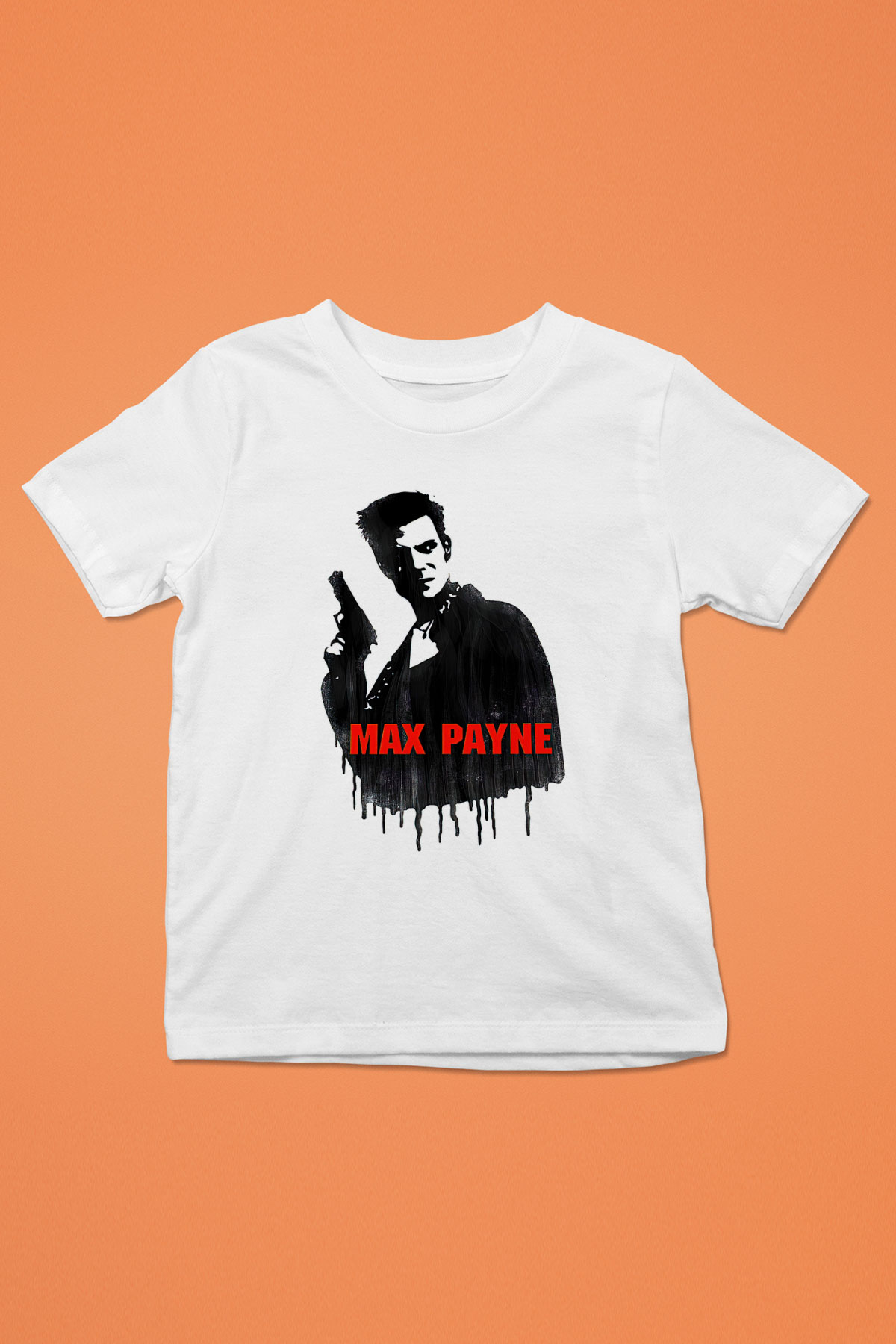 Max Payne Baskılı Beyaz Unisex Beyaz Çocuk Tişört - Tshirt