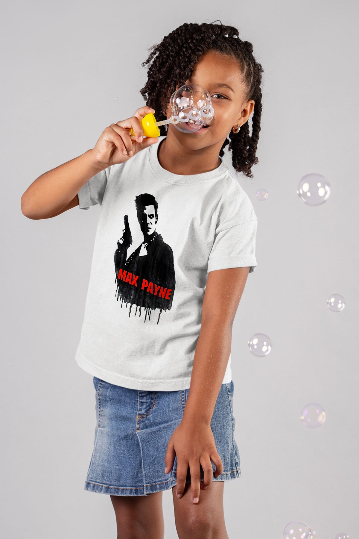 Max Payne Baskılı Beyaz Unisex Beyaz Çocuk Tişört - Tshirt