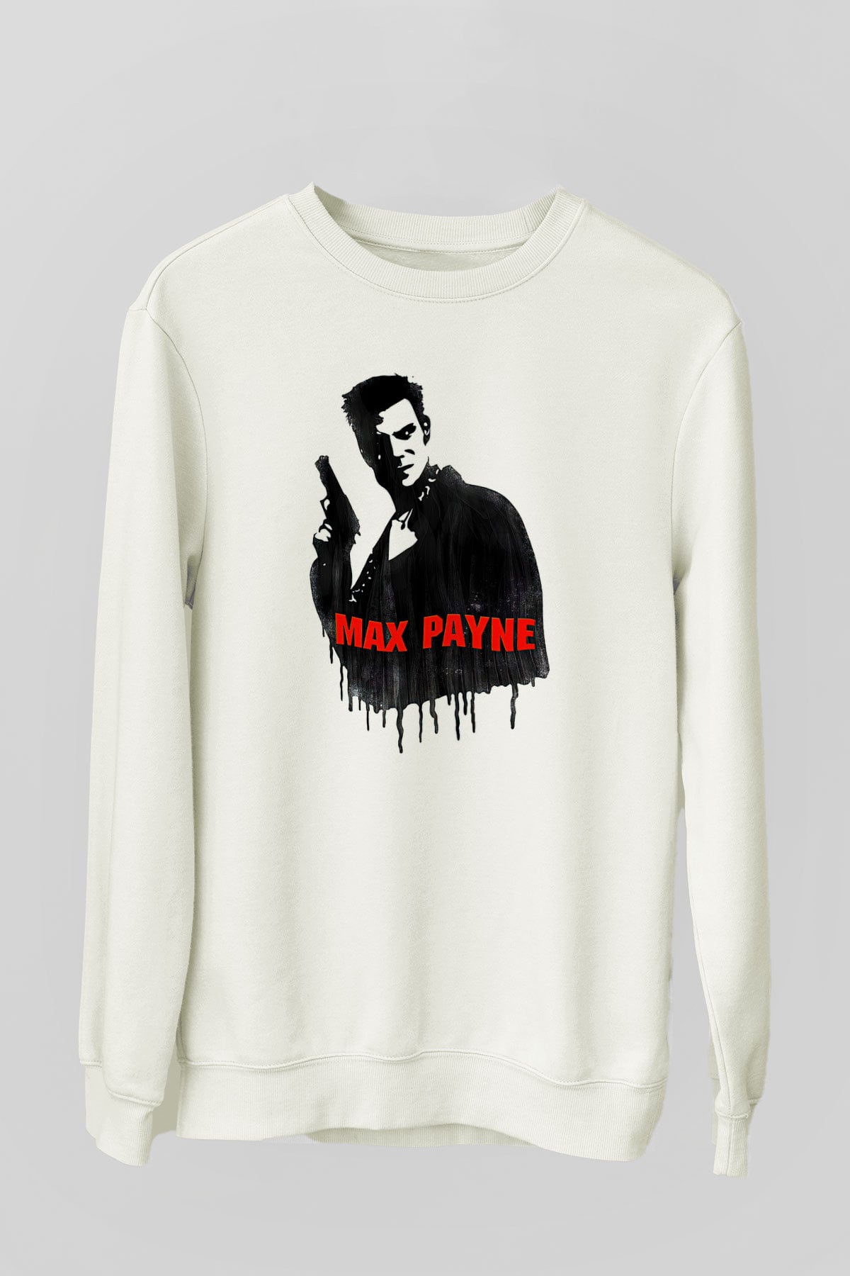 Max Payne Baskılı Beyaz Unisex Sweatshirt