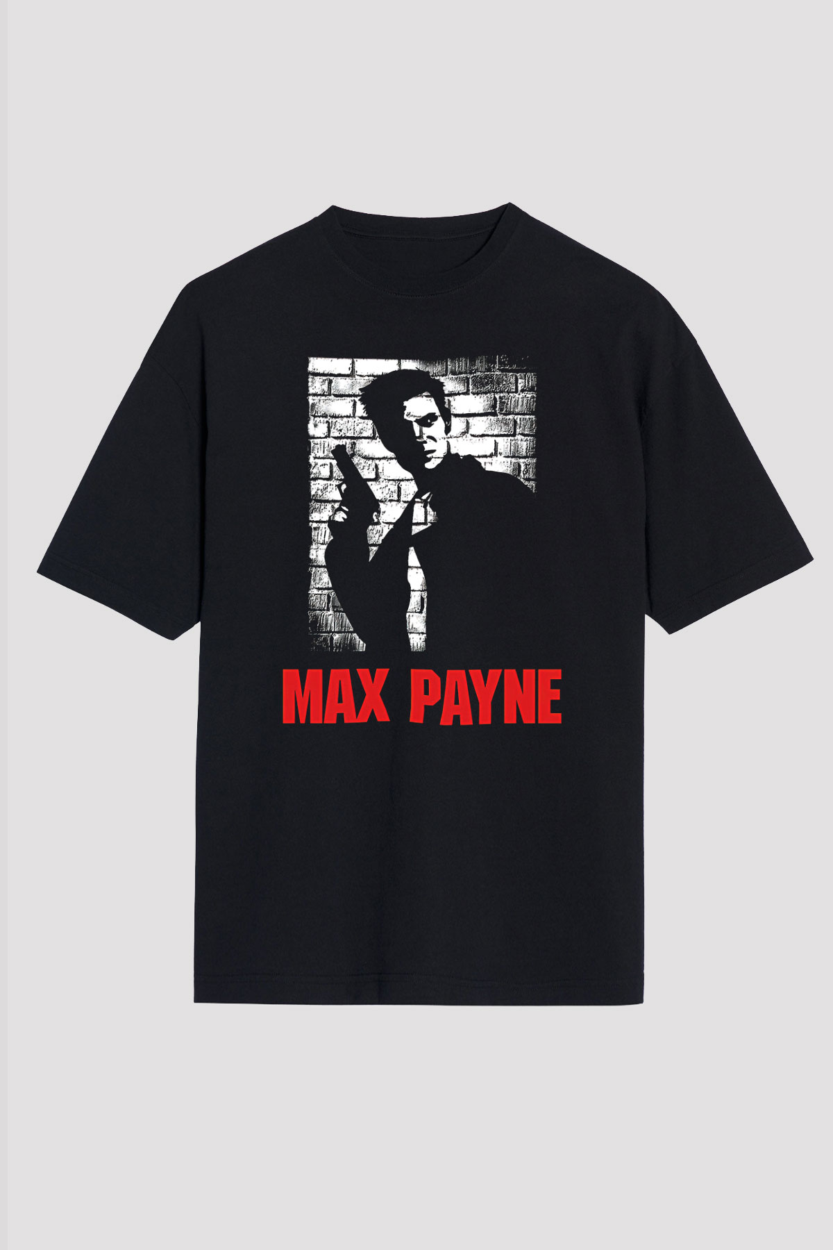 Max Payne Baskılı Unisex Siyah Oversize Tişört - Tshirt