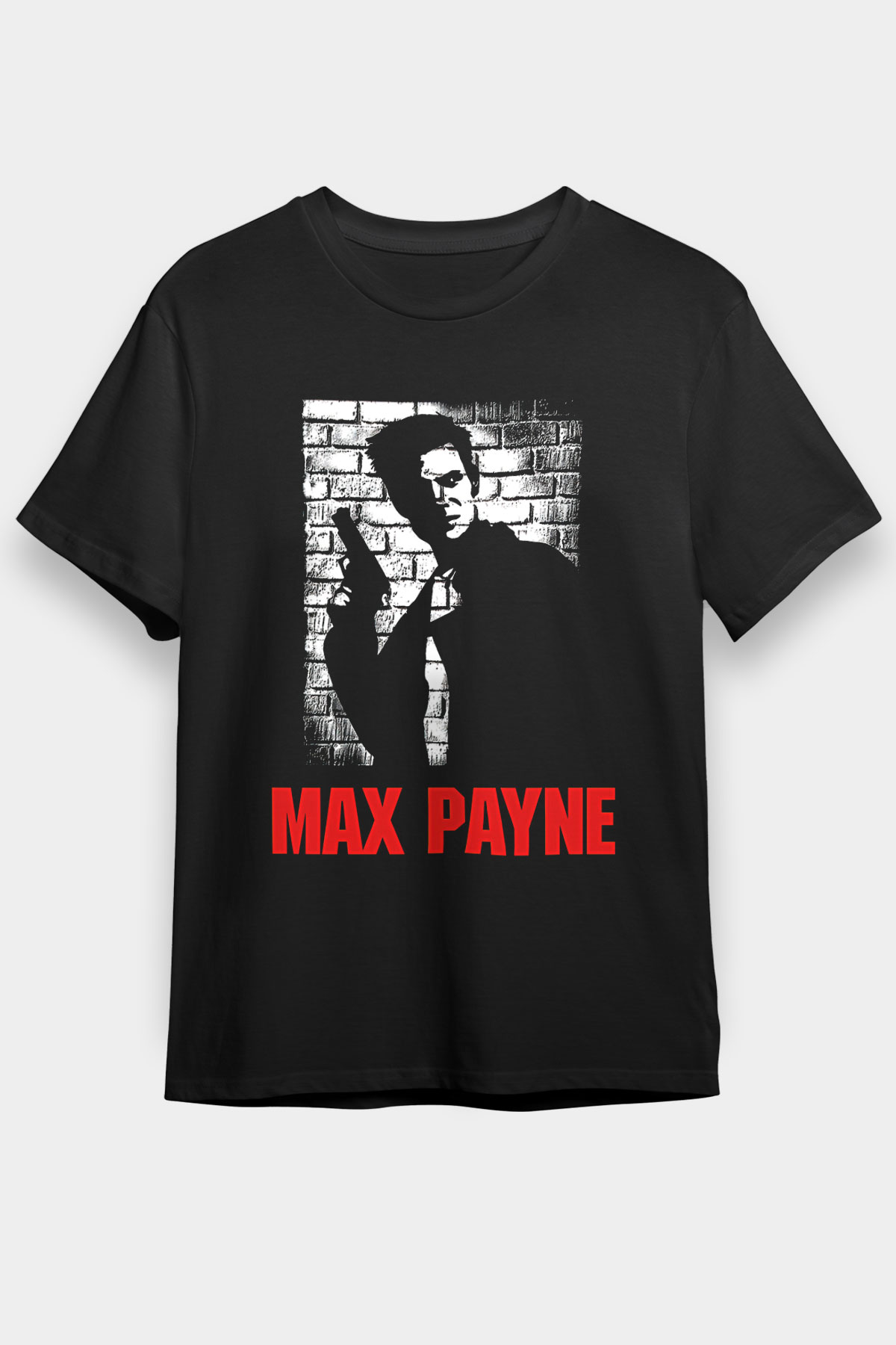 Max Payne Baskılı Unisex Siyah Tişört - Tshirt