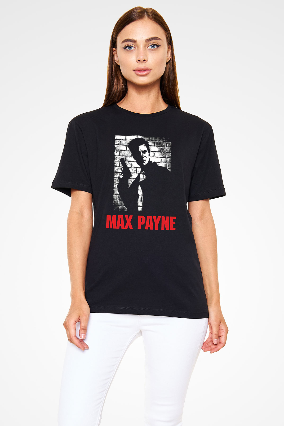Max Payne Baskılı Unisex Siyah Tişört - Tshirt