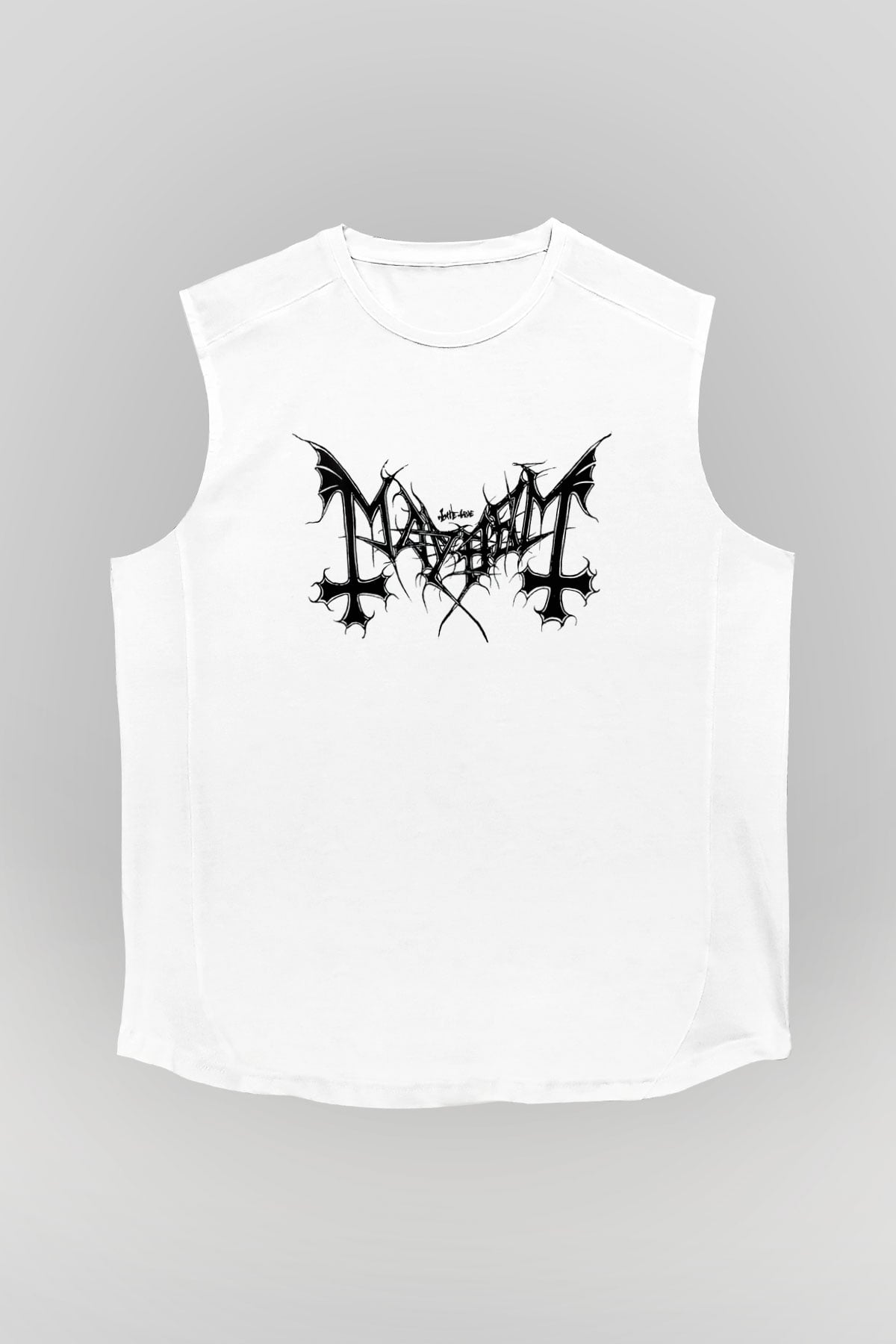 Mayhem Beyaz Unisex Kolsuz Tişört