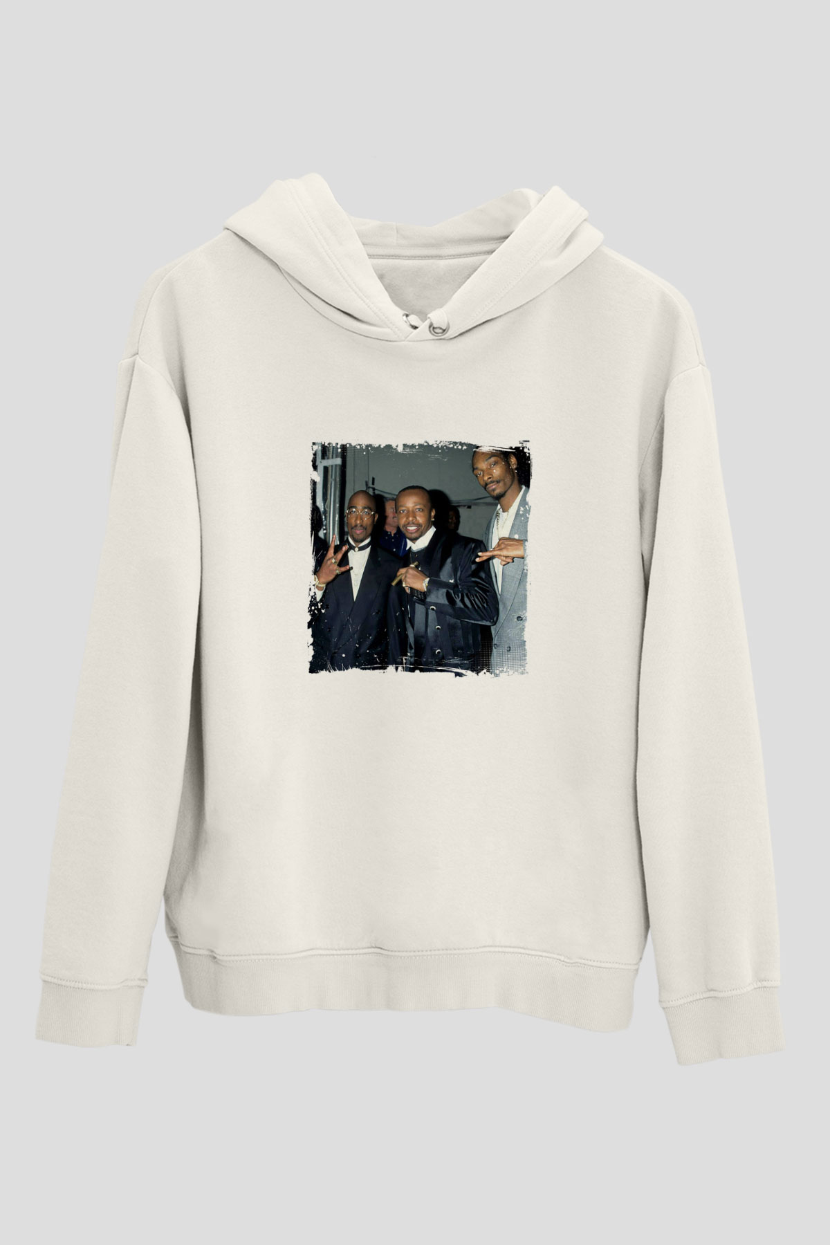 MC Hammer Baskılı Unisex Beyaz Kapüşonlu Sweatshirt