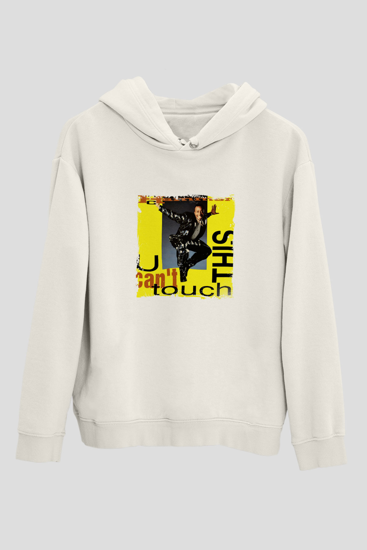 MC Hammer Baskılı Unisex Beyaz Kapüşonlu Sweatshirt