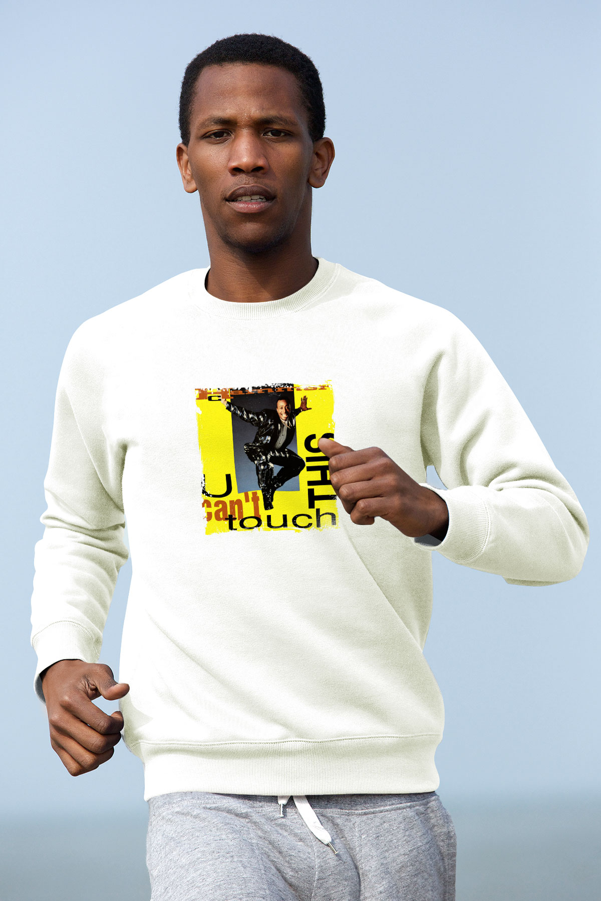 MC Hammer Baskılı Unisex Beyaz Sweatshirt