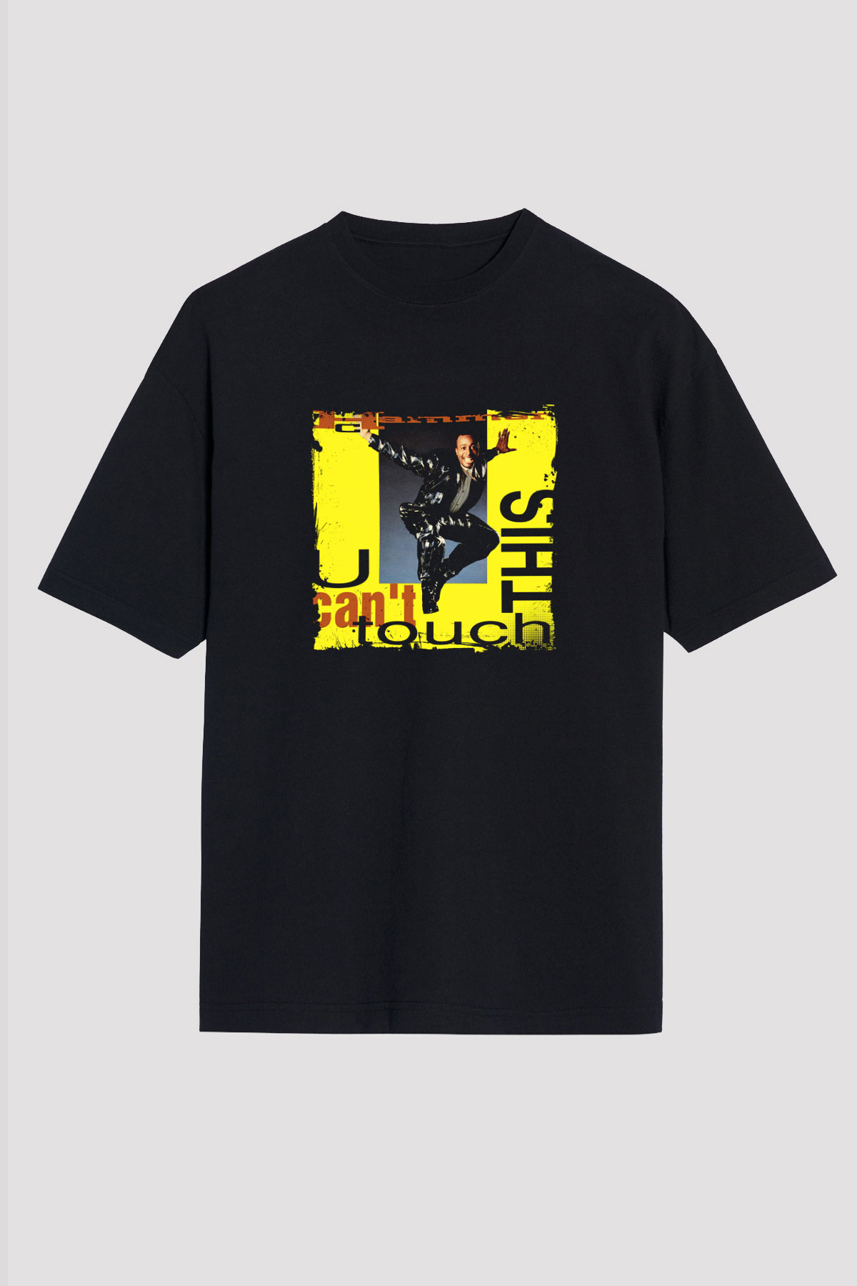 MC Hammer Baskılı Unisex Oversize Siyah Tişört