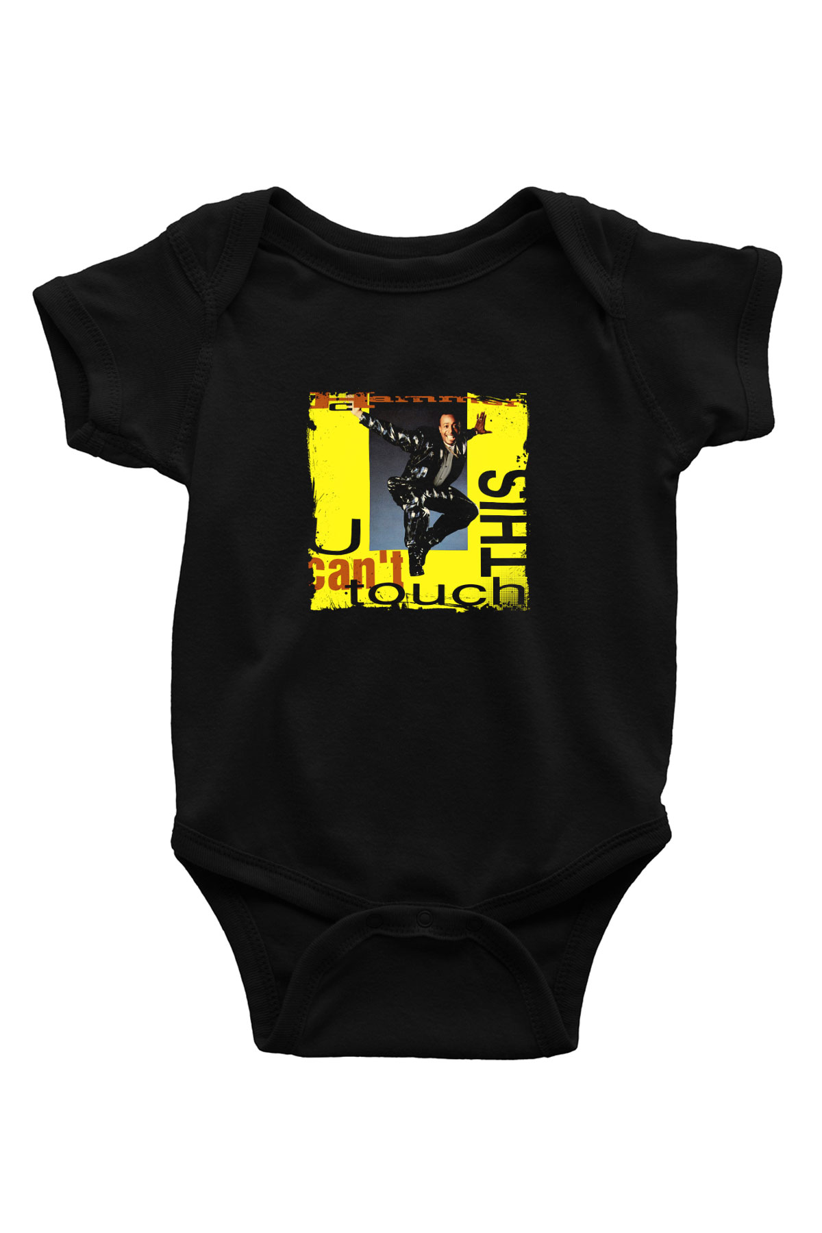 MC Hammer Baskılı Unisex Siyah Bebek Body - Zıbın