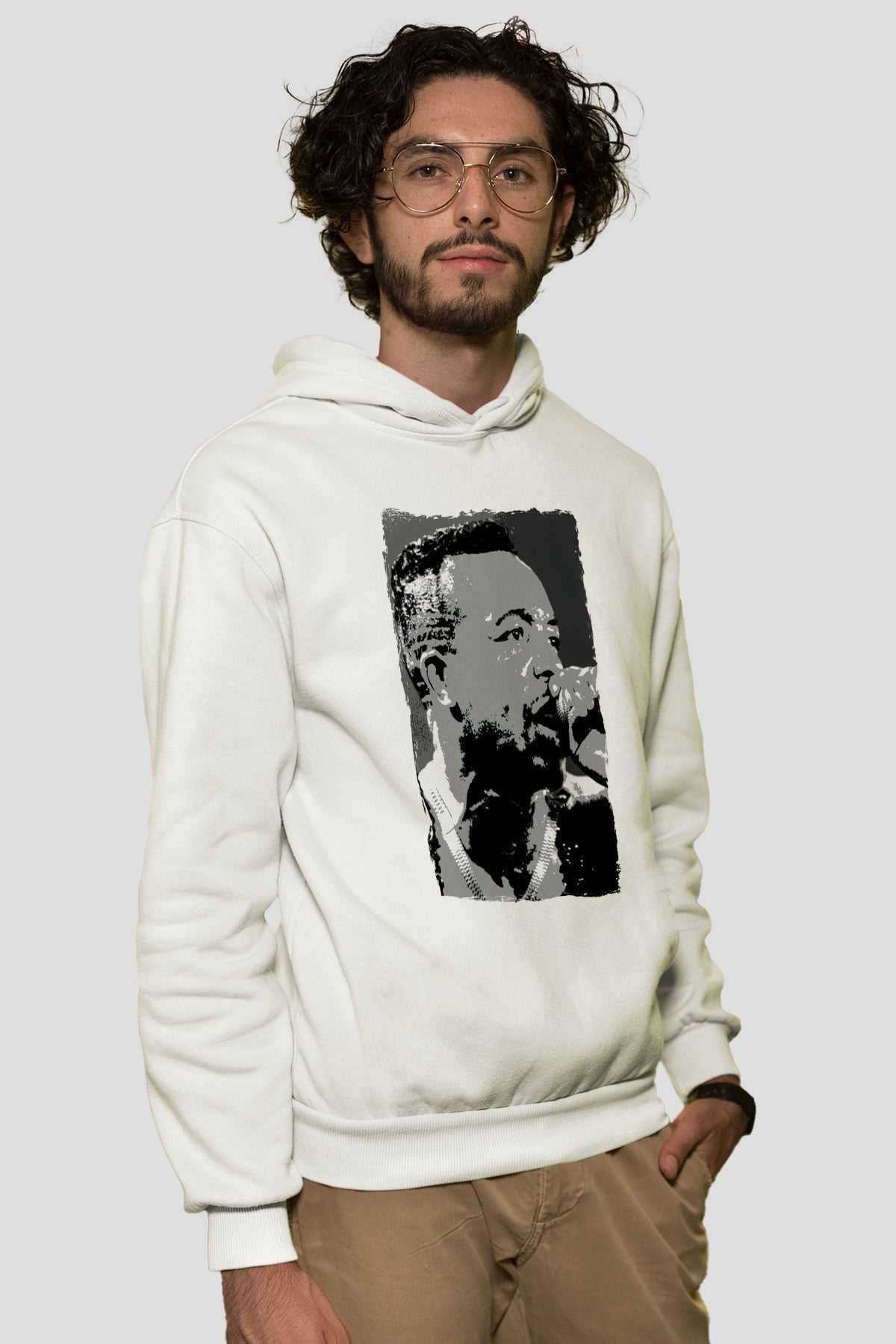 MC Hammer Beyaz Unisex Kapüşonlu Sweatshirt
