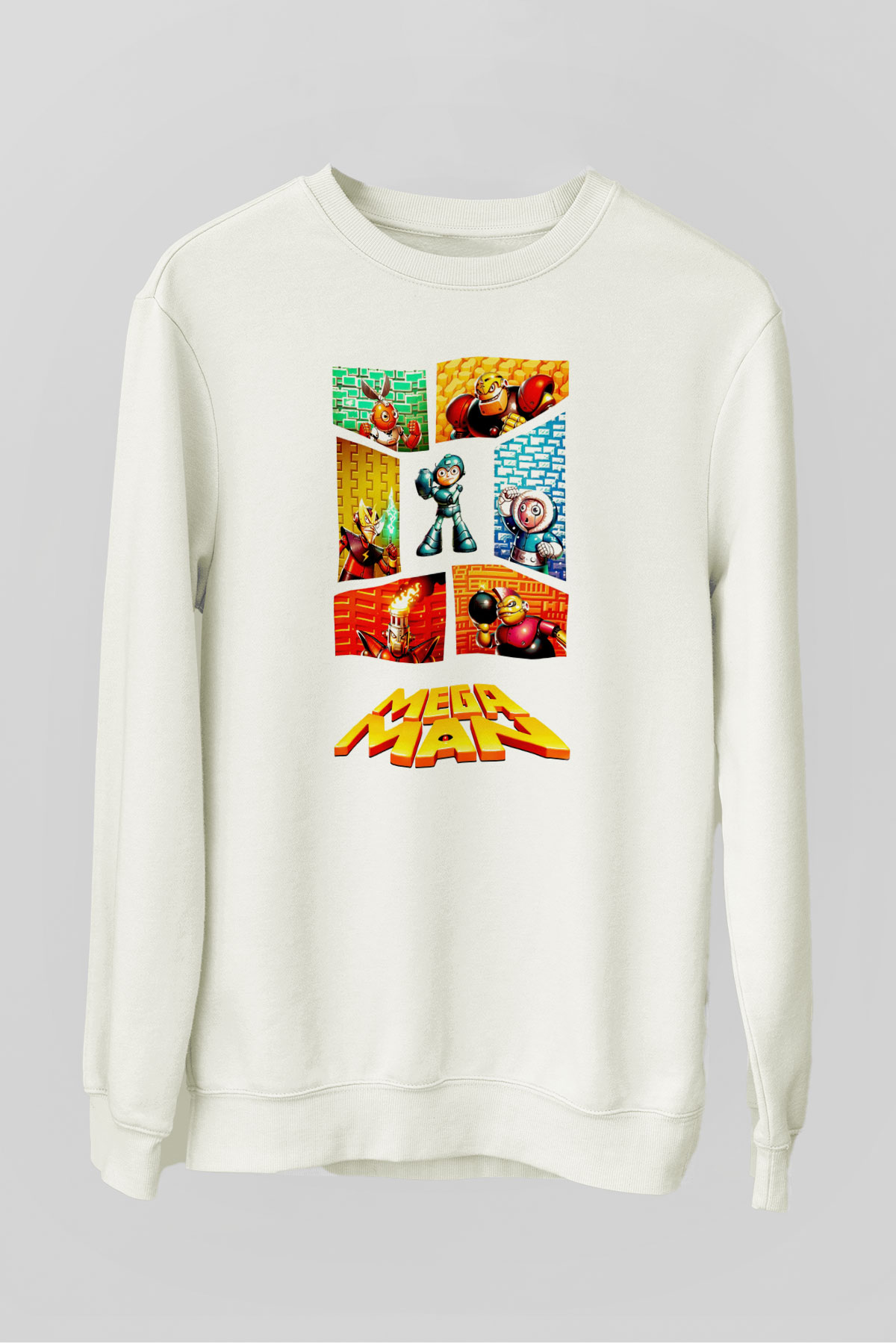 Mega Man Beyaz Unisex Sweatshirt